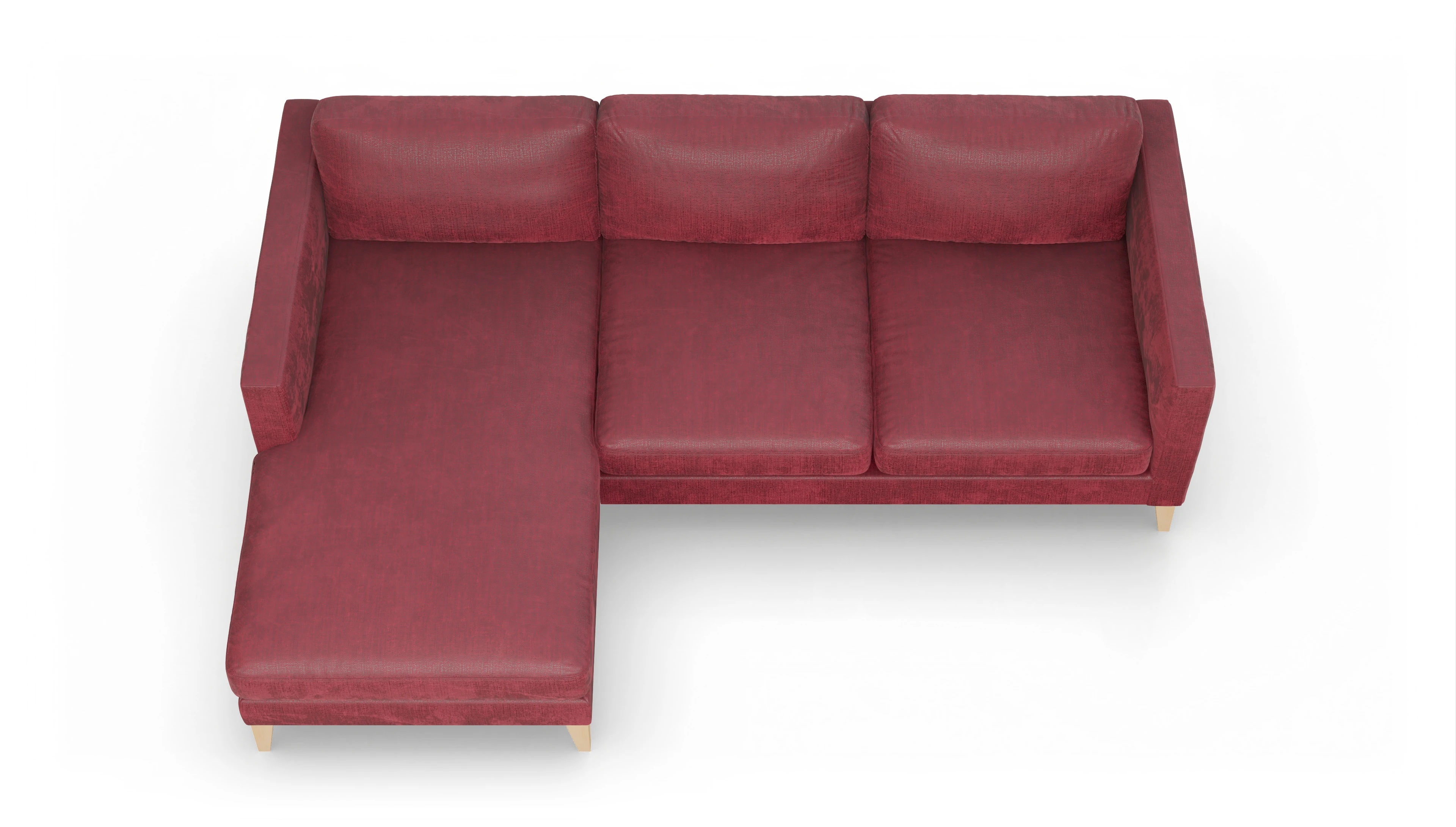 Montes Stoffsofa Ansicht des Produktes Montes Sofa mit Rec links in Stoff rot