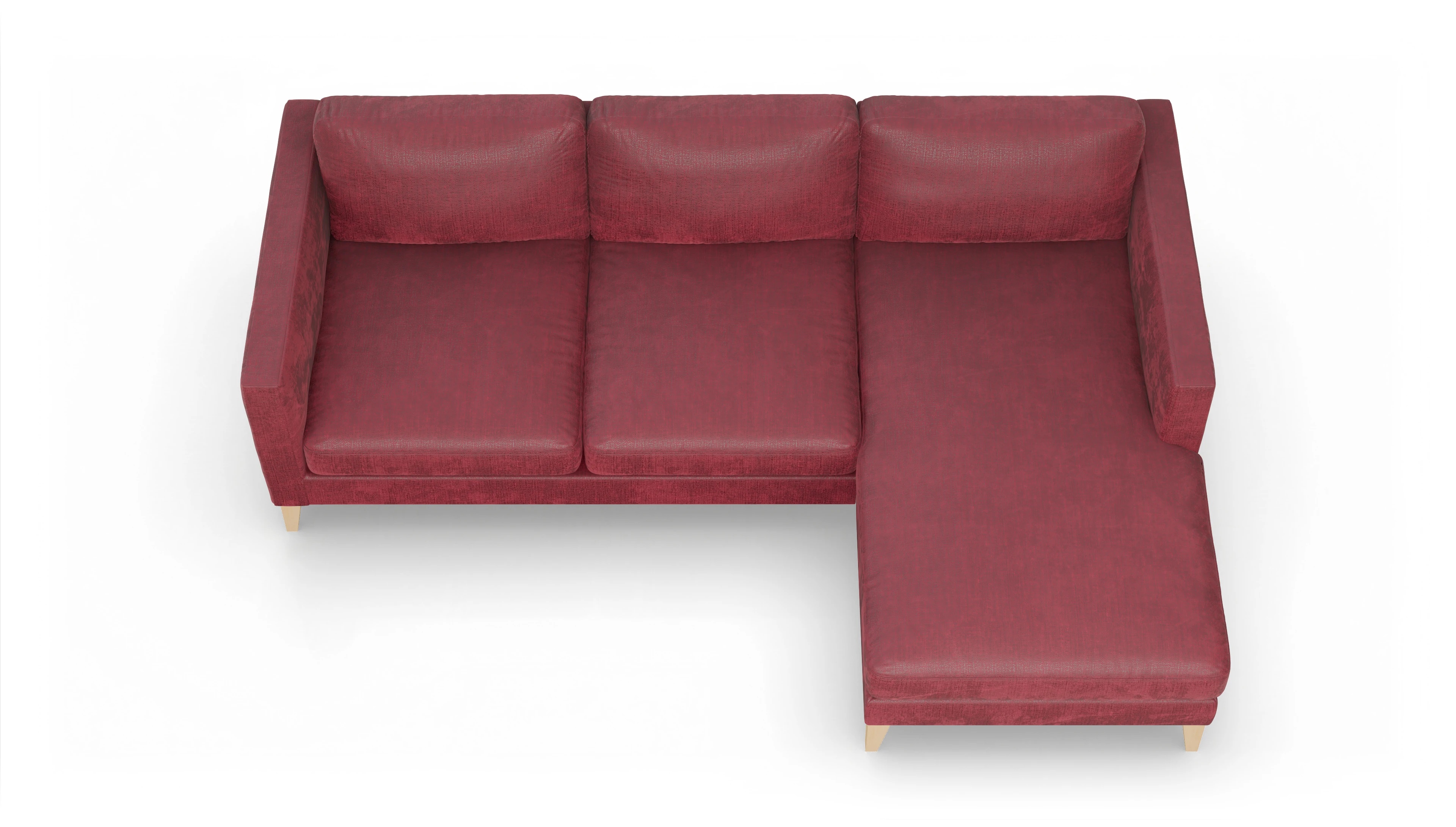 Montes Stoffsofa Ansicht des Produktes Montes Sofa mit Rec rechts in Stoff rot