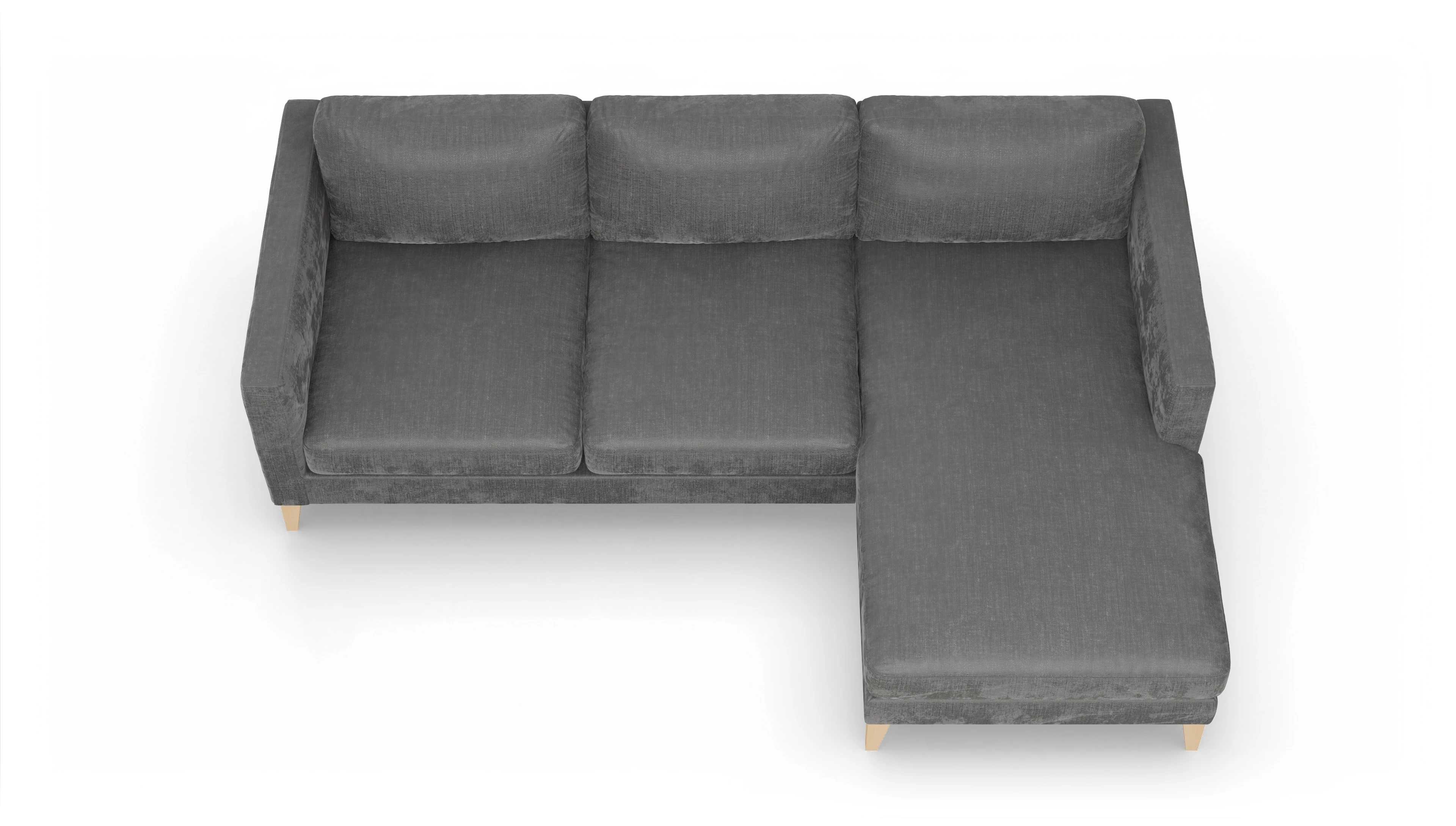 Montes Stoffsofa Ansicht des Produktes Montes Sofa mit Rec rechts in Stoff grau