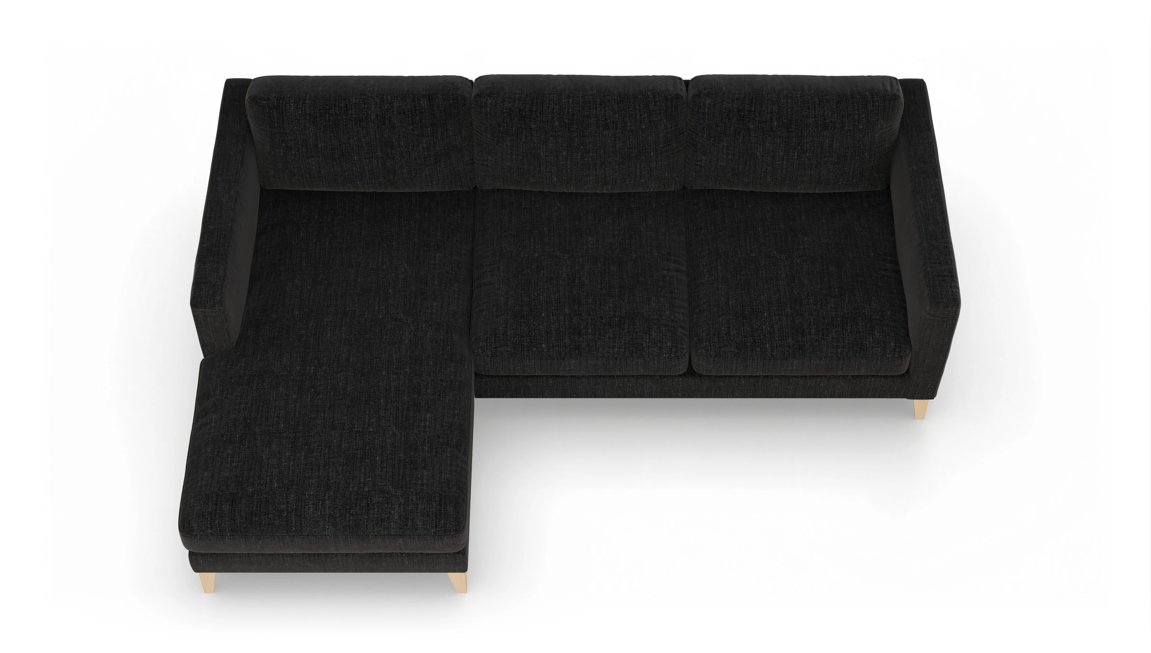 Montes Stoffsofa Ansicht des Produktes Montes Sofa mit Rec links in Stoff schwarz