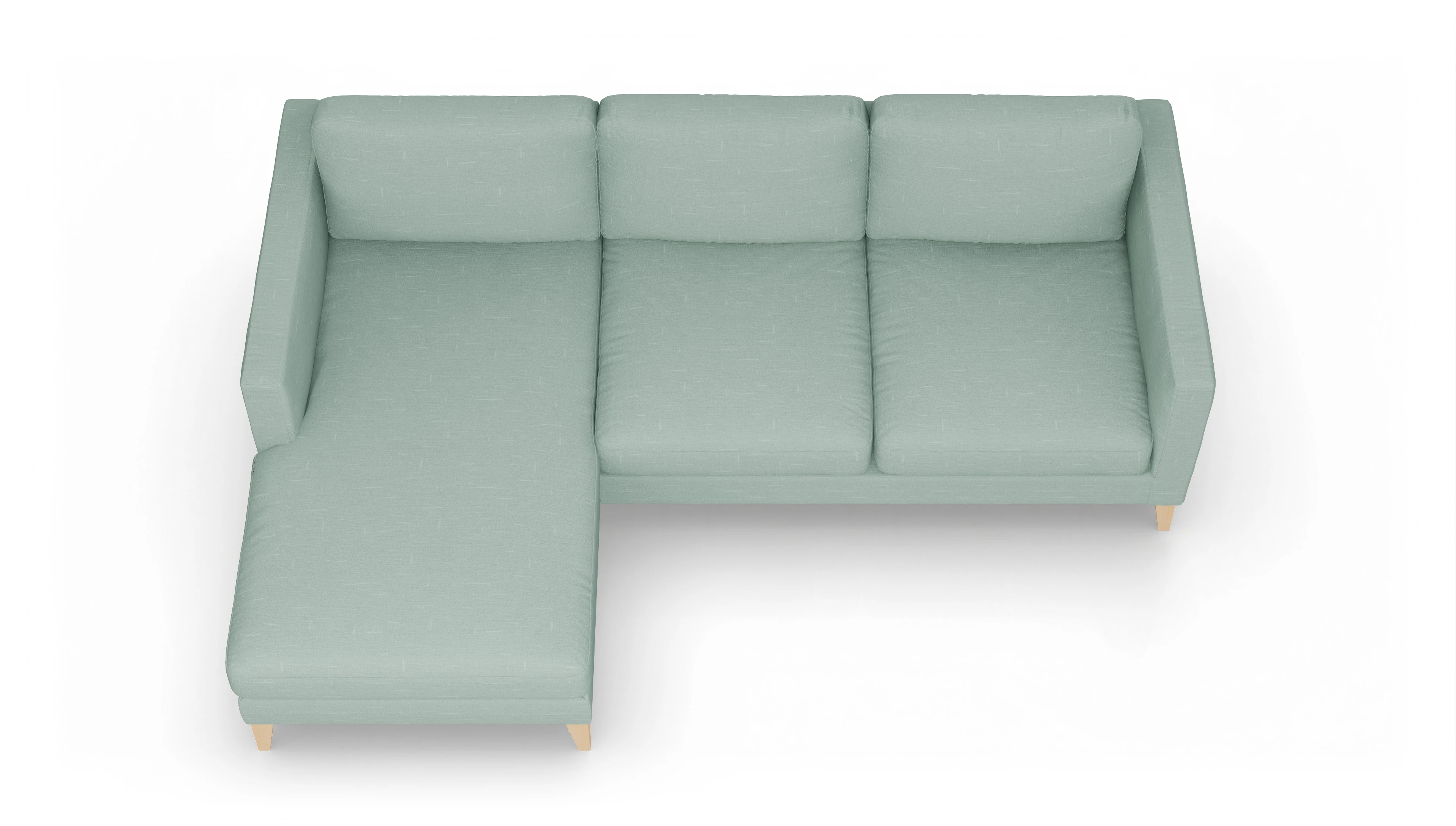 Ansicht des Produktes Montes Sofa mit Rec links in Stoff grün