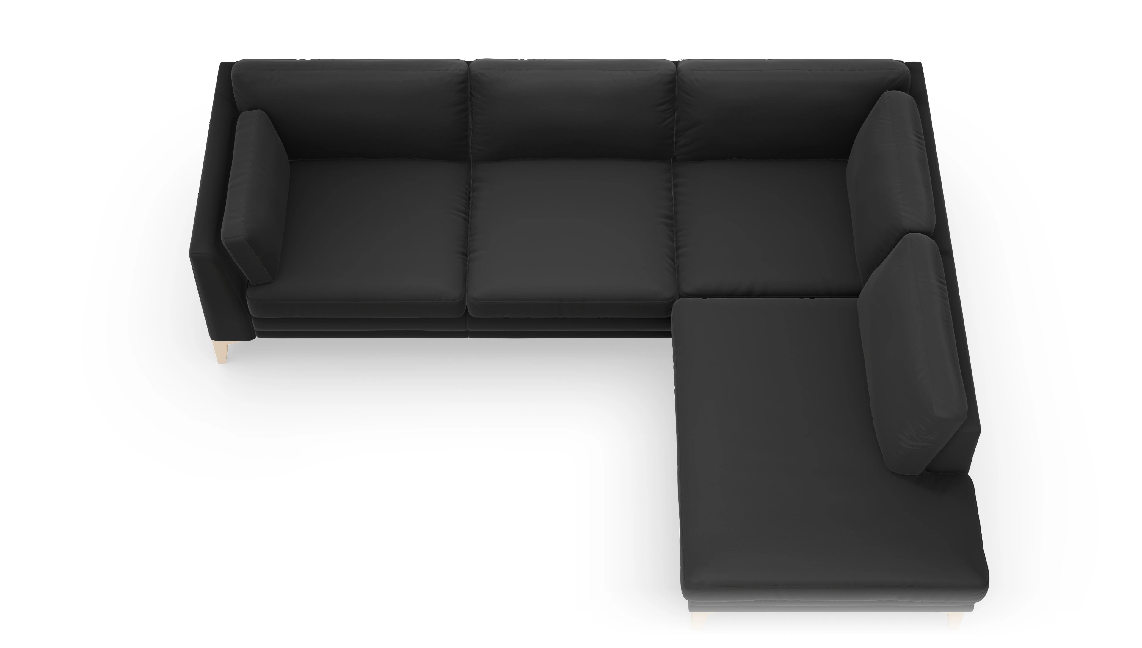 Village Ledersofa Ansicht des Produktes Village Sofa mit Rec rechts in Leder schwarz