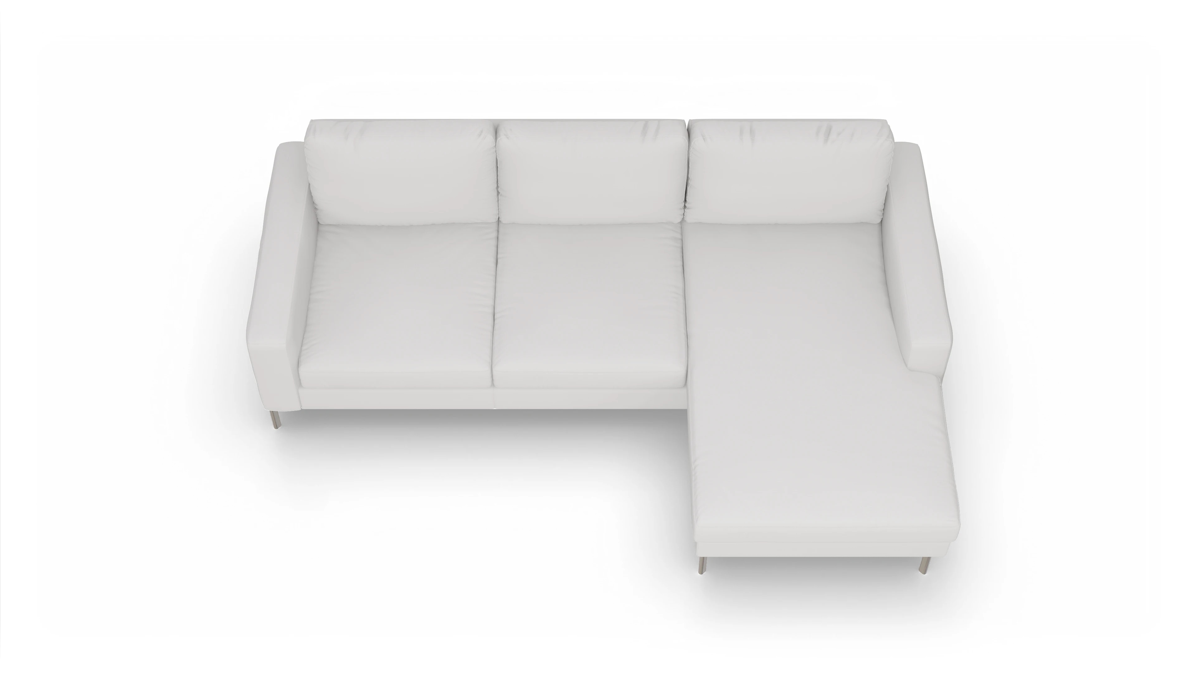 Ansicht des Produktes Pinedo Sofa mit Rec rechts in Leder weiß