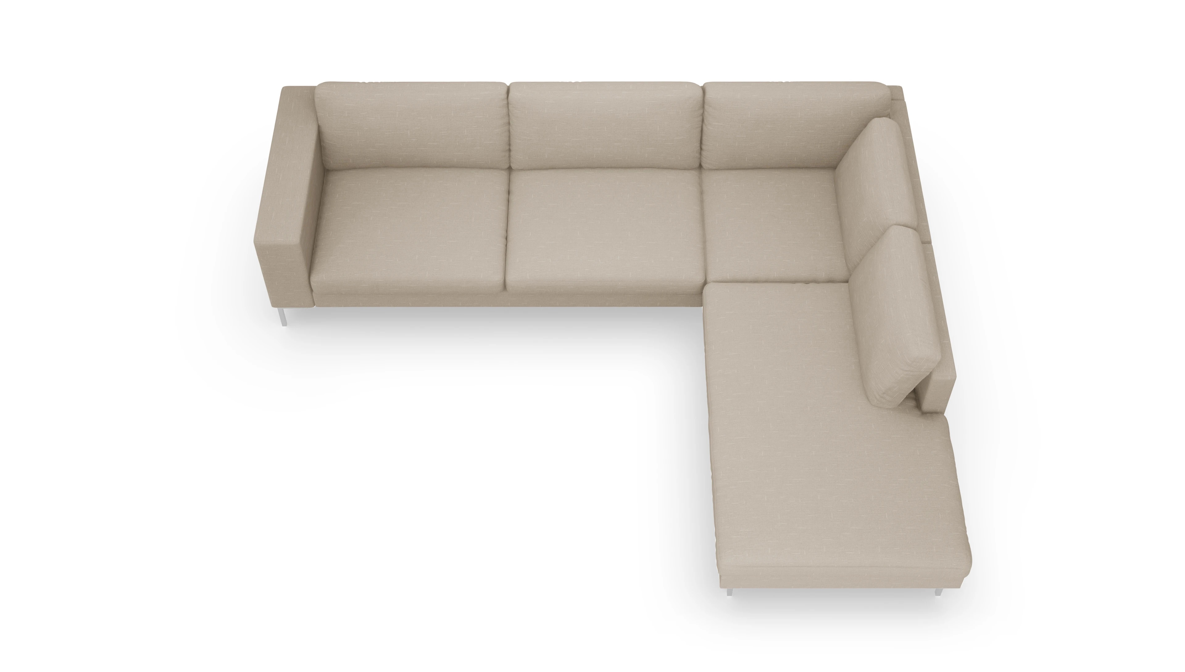 Ansicht des Produktes Paludan Sofa mit Ottomane rechts in Stoff beige