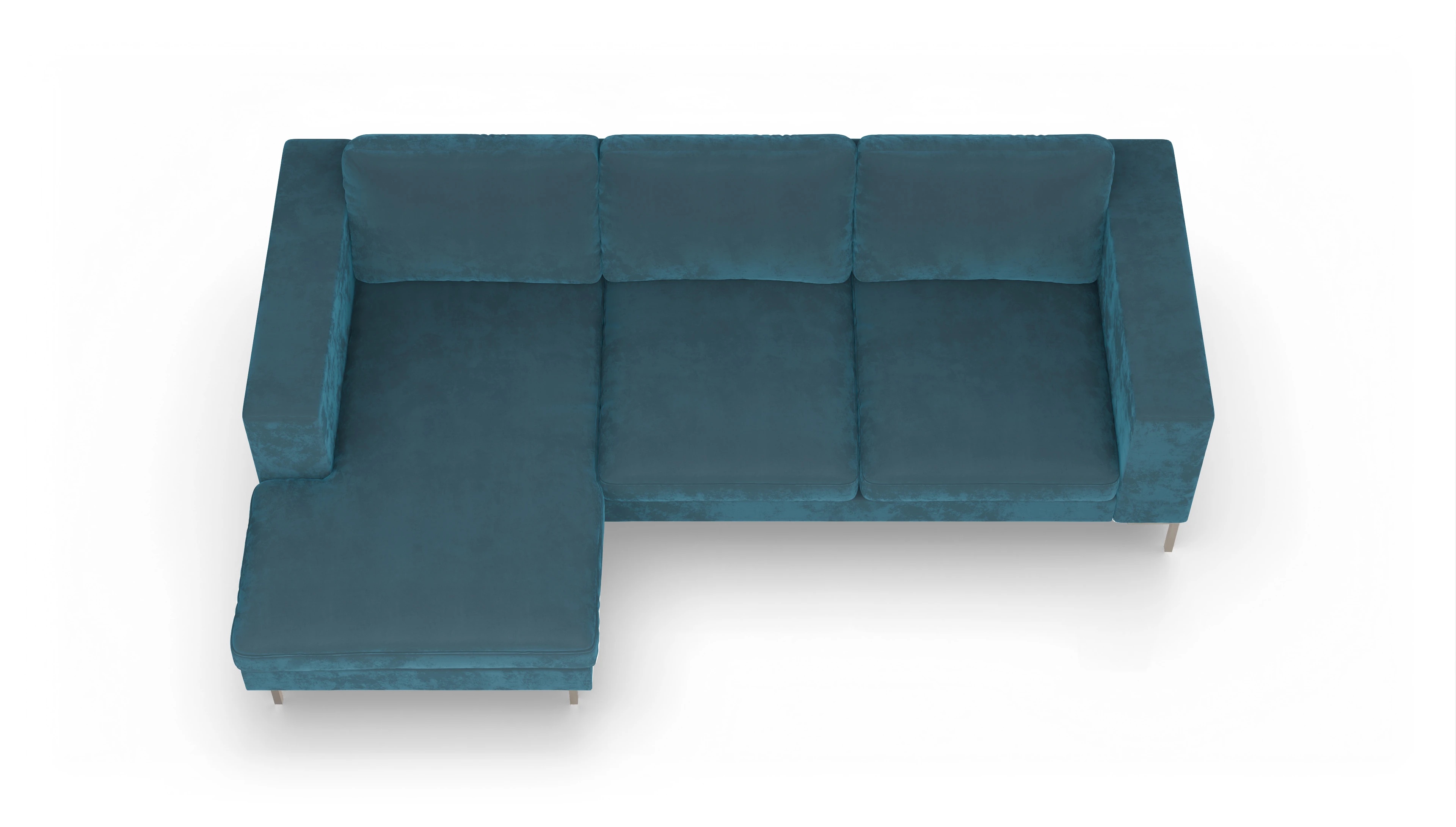 Ansicht des Produktes Paludan Sofa mit Rec links in Samt blau
