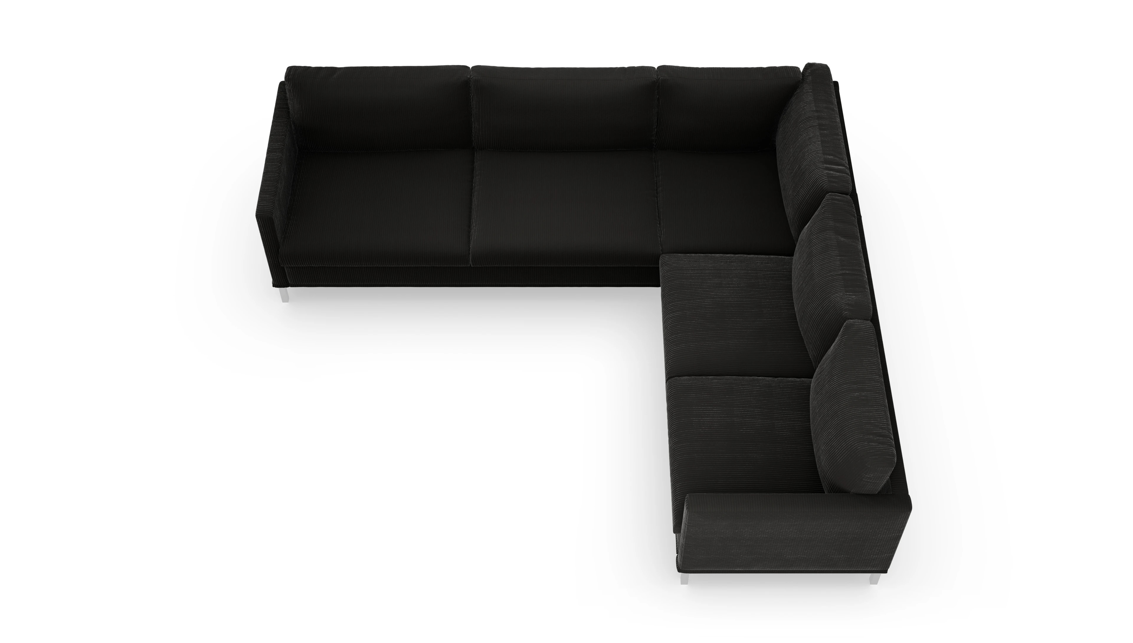 Jacobsen Hussen-Sofa Ansicht des Produktes Jacobsen Ecksofa Rechts in Cord grau