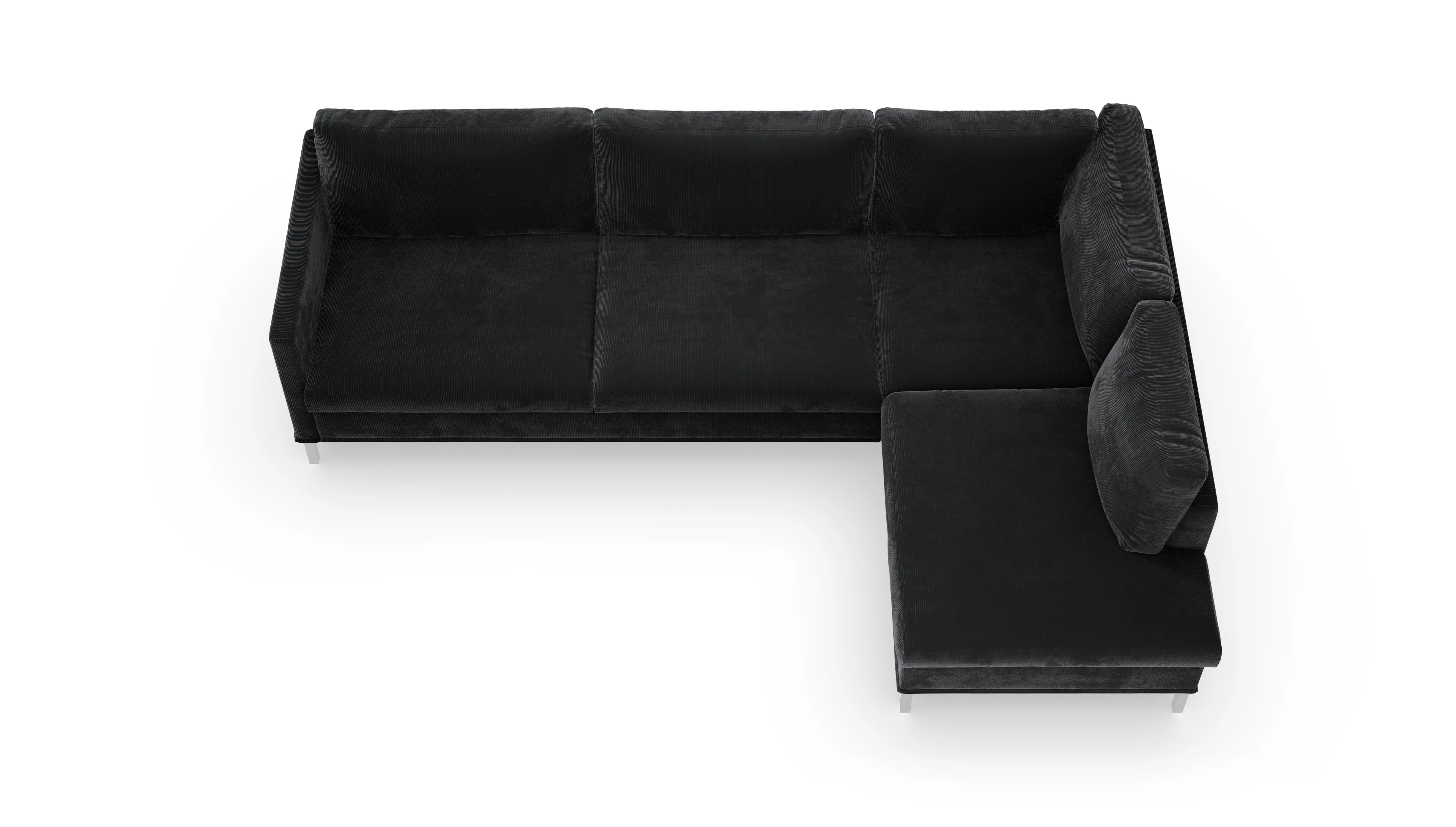Jacobsen Hussen-Sofa Ansicht des Produktes Jacobsen Sofa mit Rec rechts in Cord grau