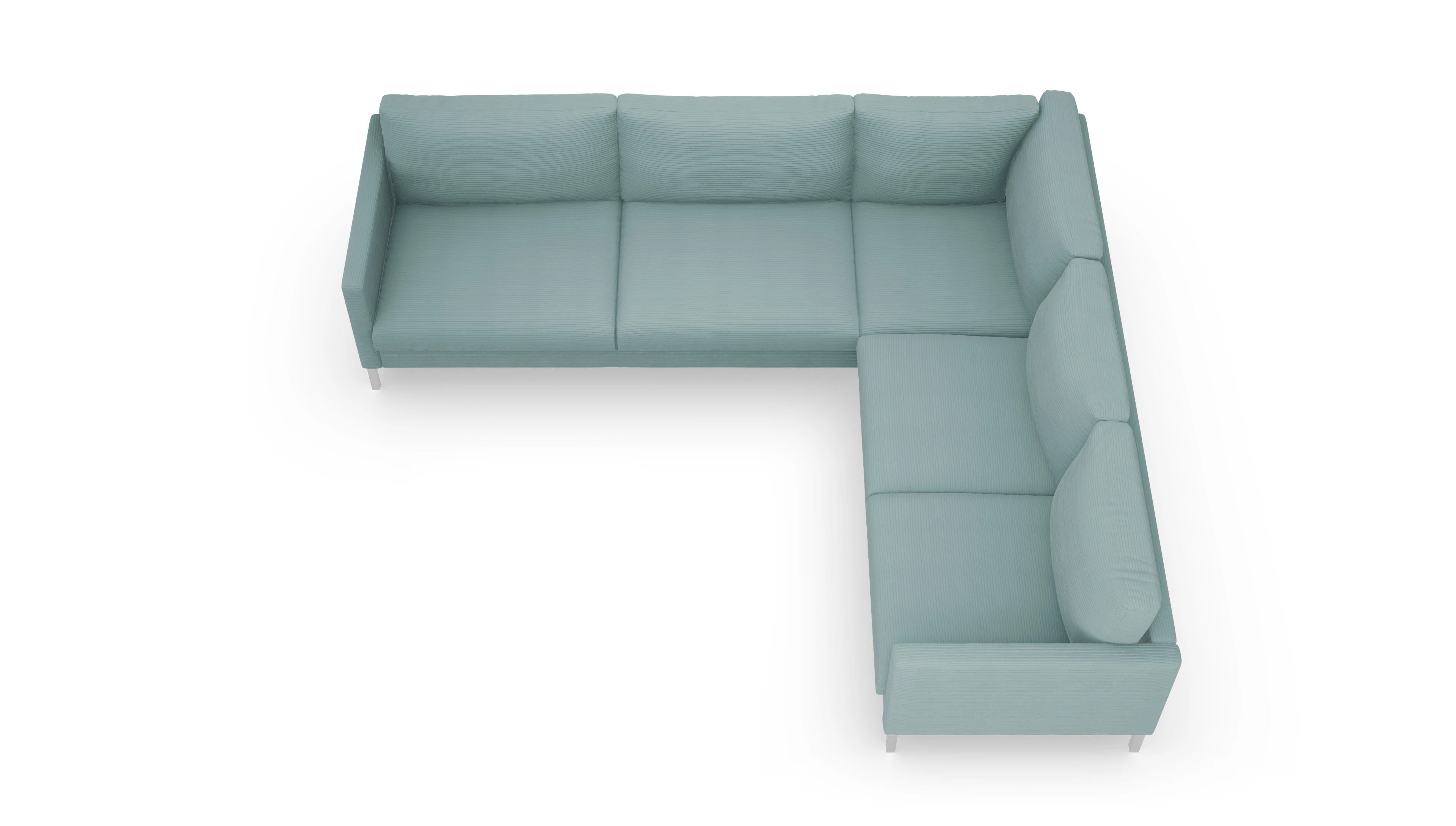 Jacobsen Stoffsofa Ansicht des Produktes Jacobsen Ecksofa Rechts in Cord blau