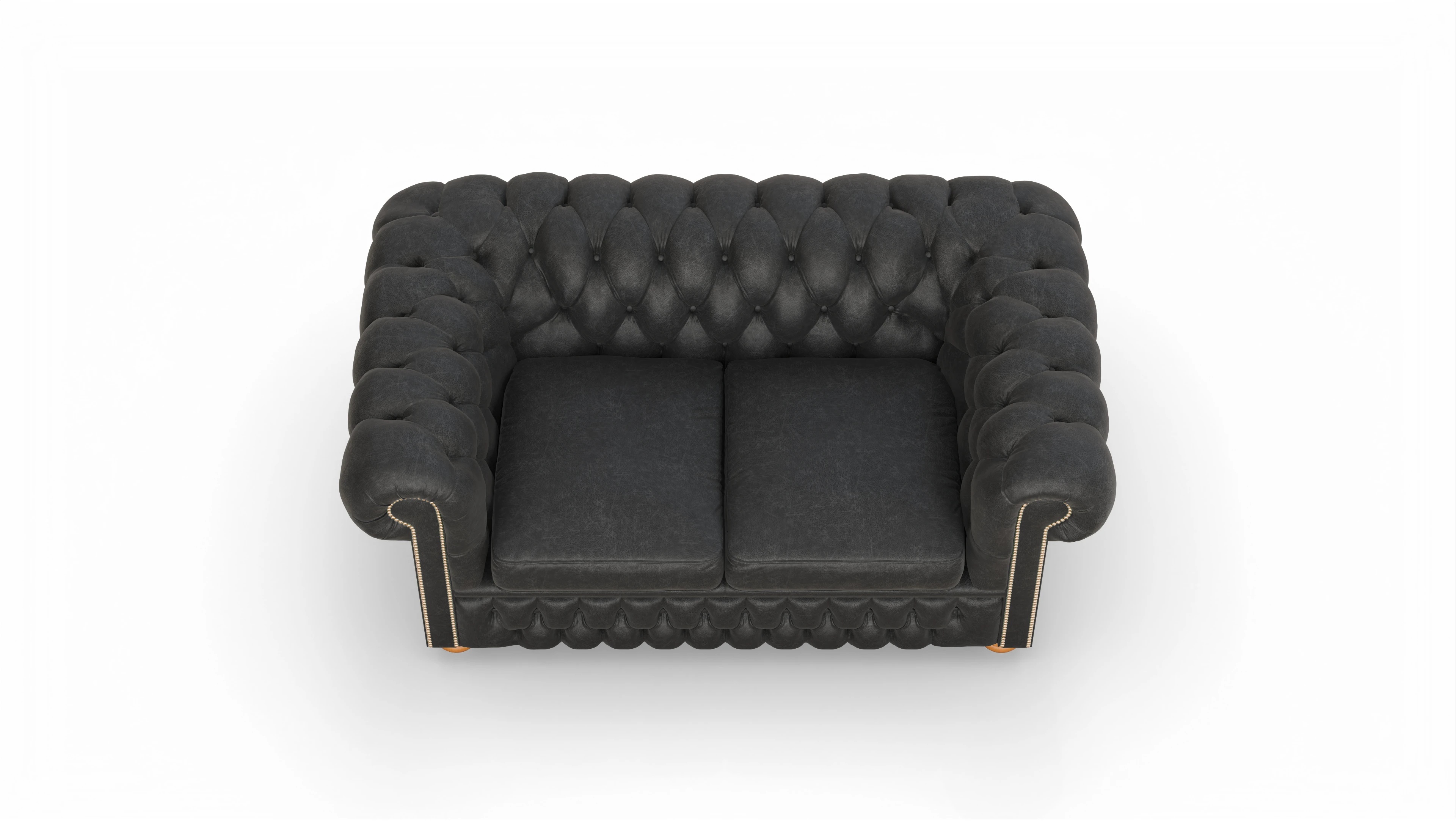 Chesterfield Sofa Oxford Ansicht des Produktes Oxford 2-Sitzer in Leder schwarz