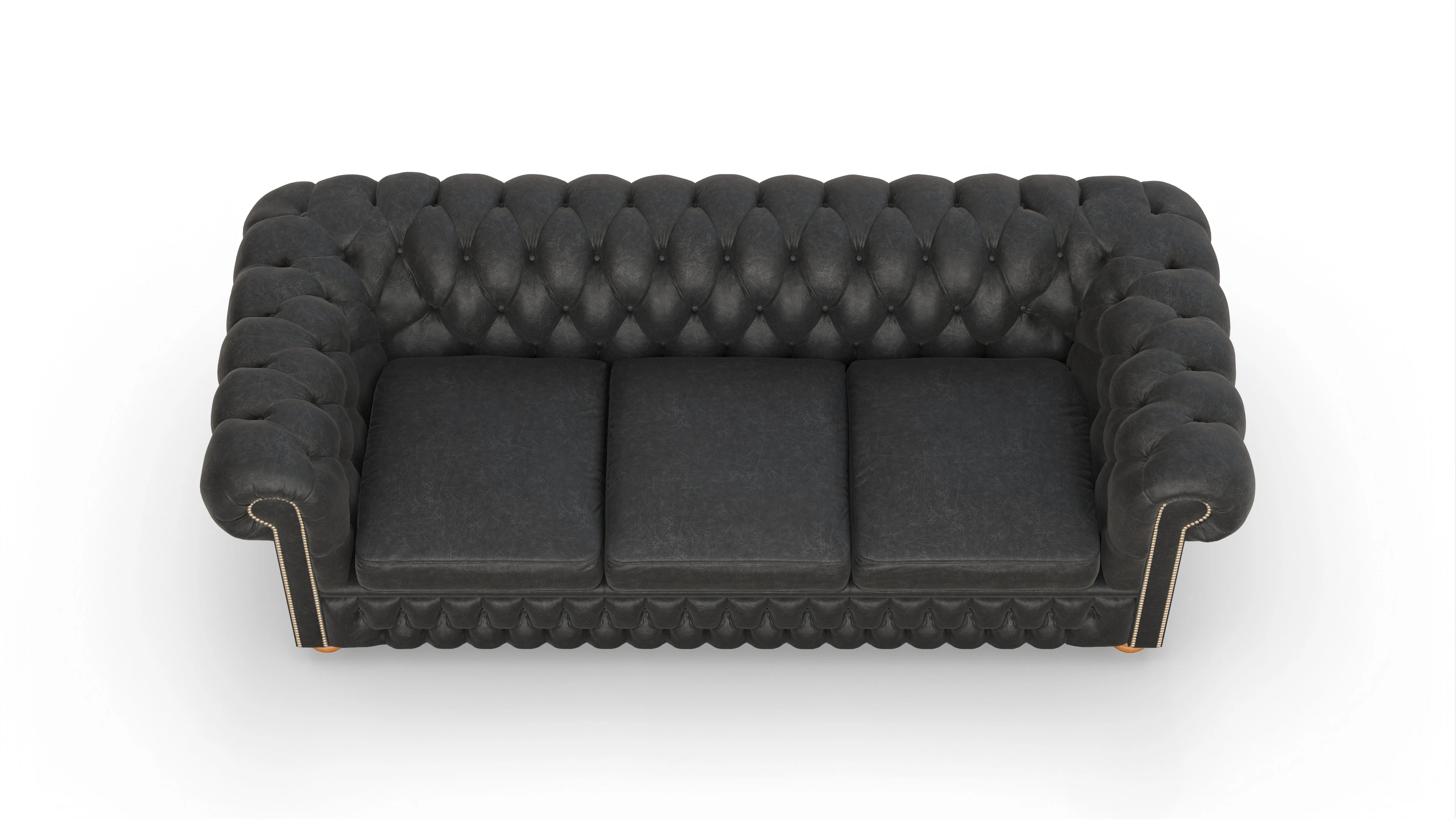 Chesterfield Sofa Oxford Ansicht des Produktes Oxford 3,5-Sitzer in Leder schwarz