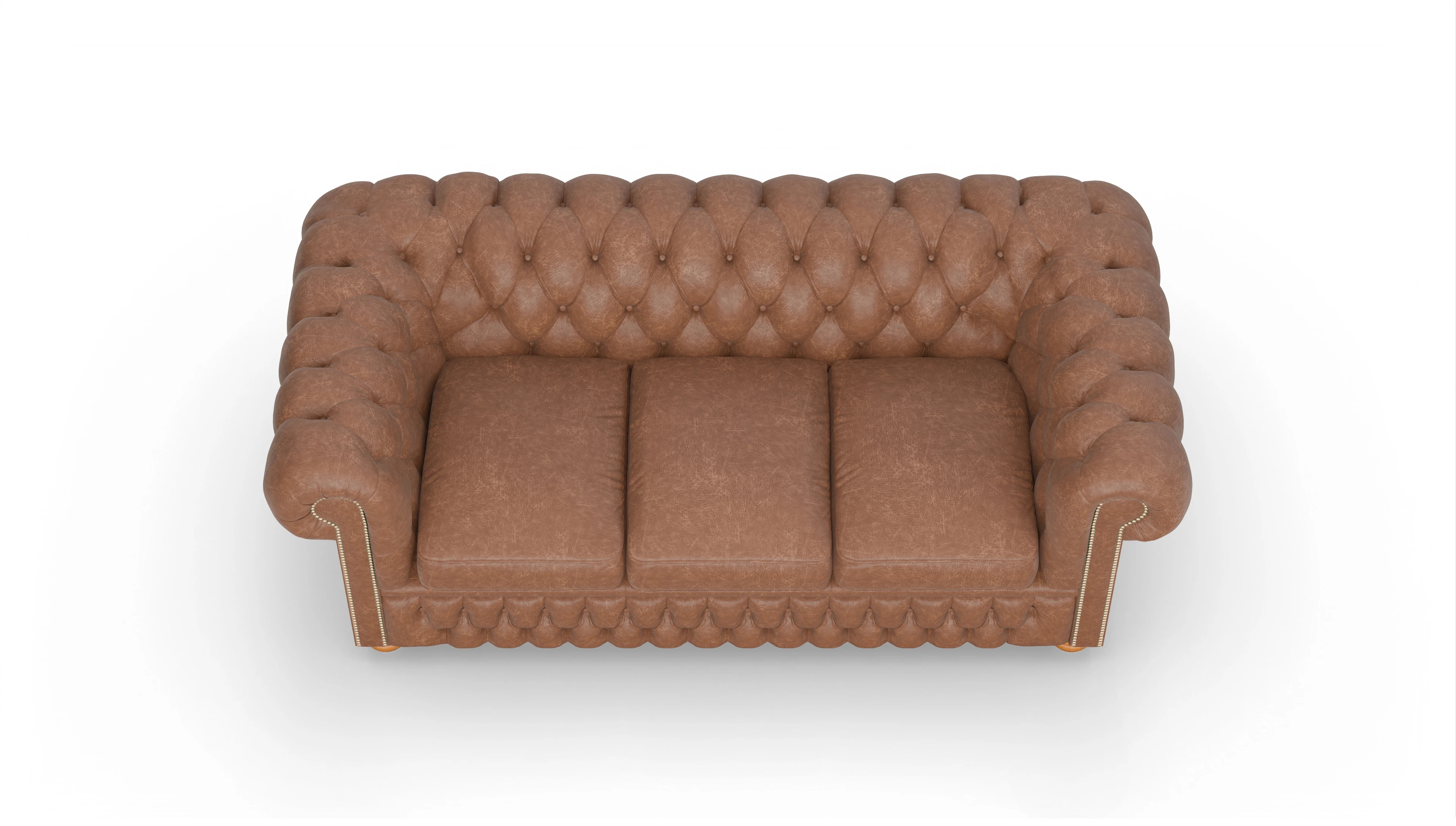 Chesterfield Sofa Oxford Ansicht des Produktes Oxford 3-Sitzer in Leder braun