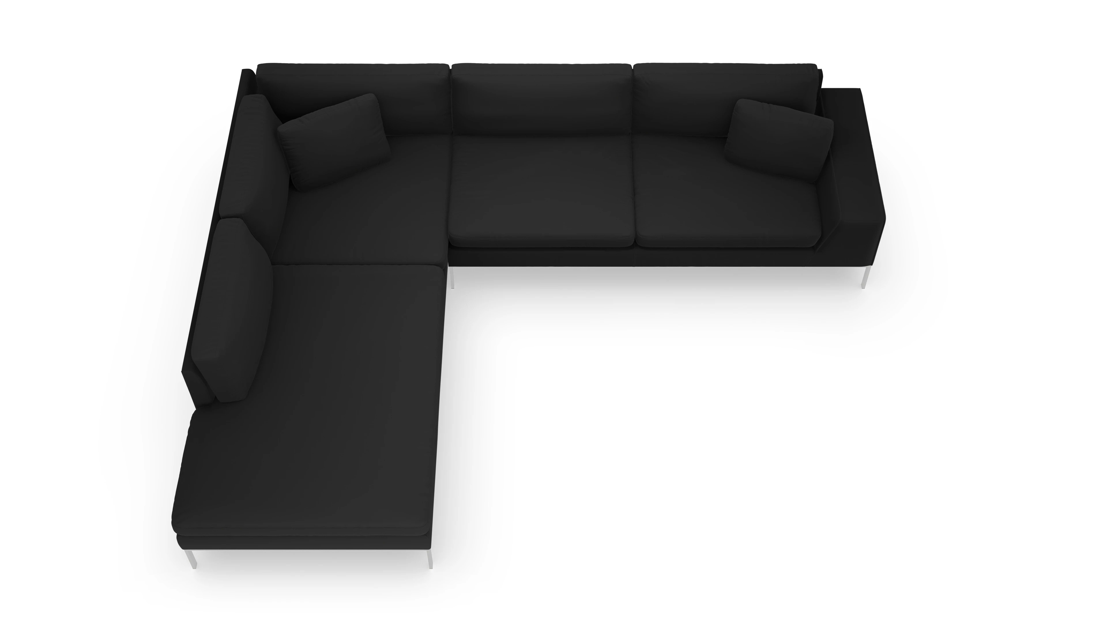 Ansicht des Produktes Helgesen Sofa mit Ottomane links in Leder schwarz