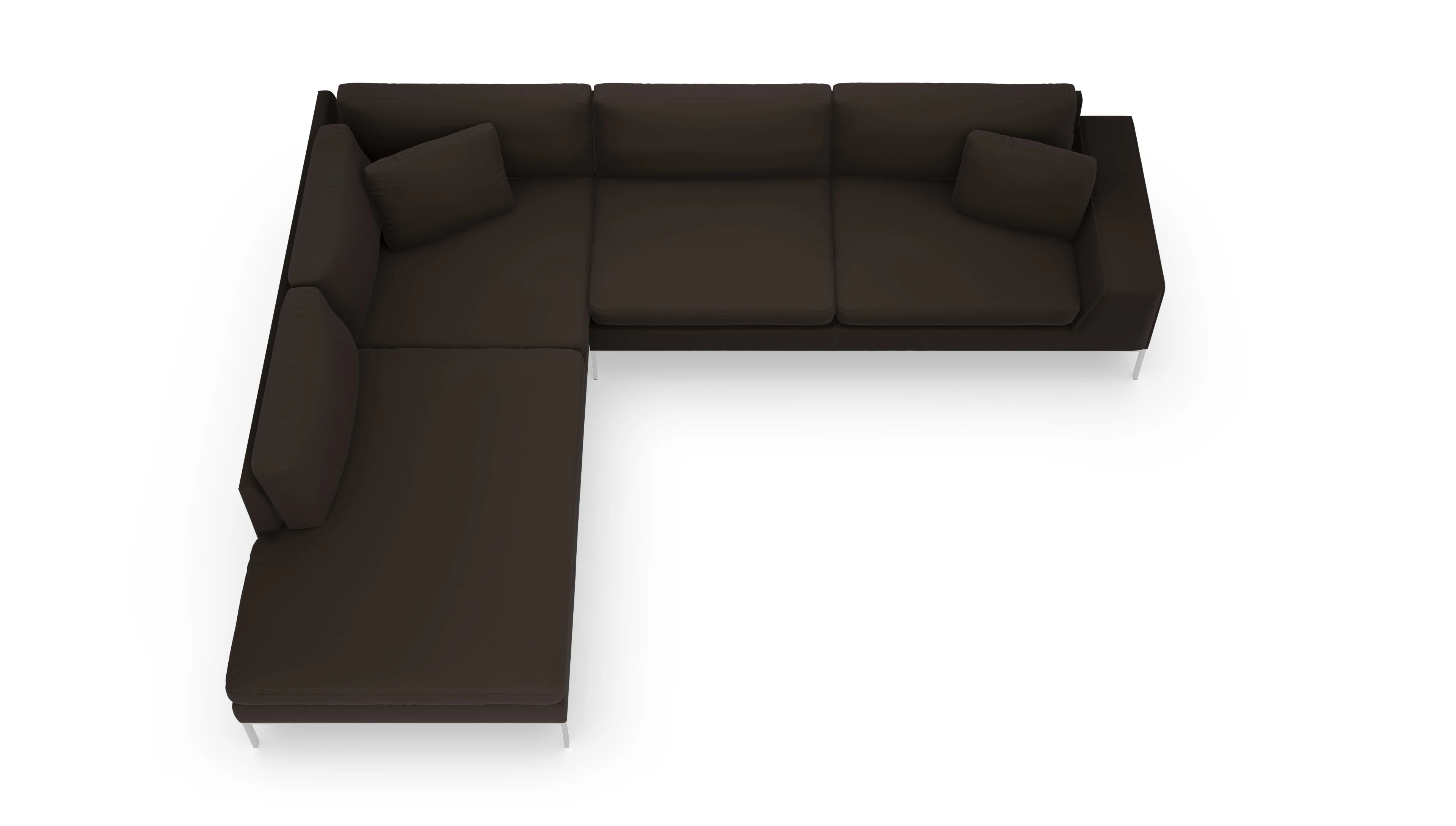 Helgesen Ledersofa Ansicht des Produktes Helgesen Sofa mit Ottomane links in Leder braun