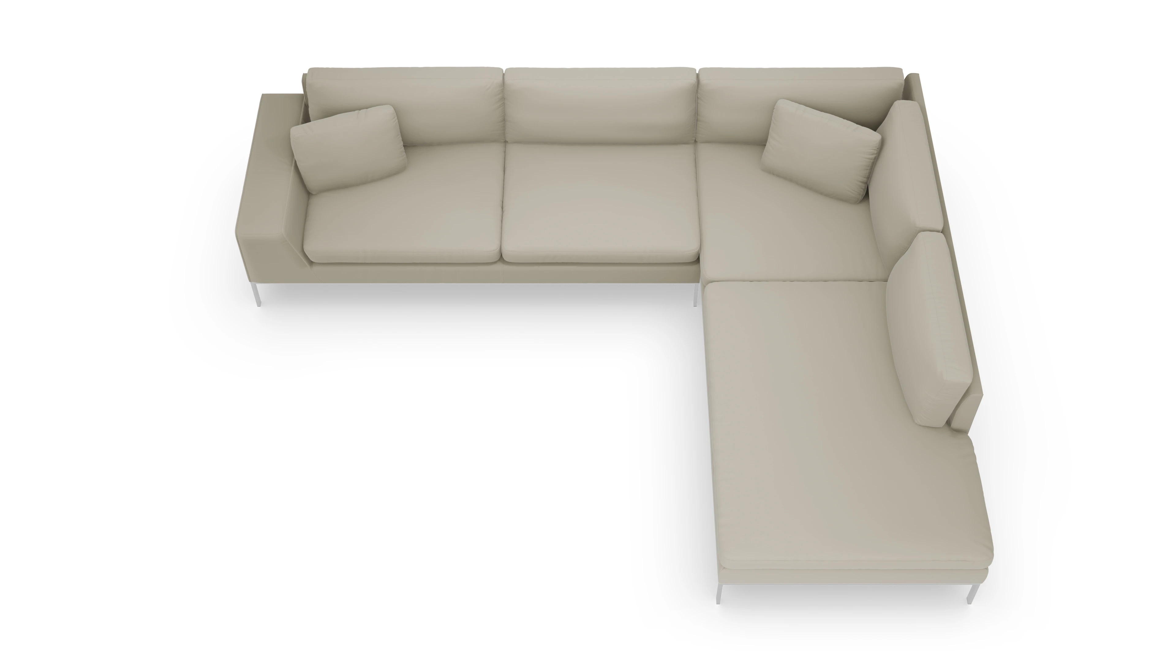 Ansicht des Produktes Helgesen Sofa mit Ottomane rechts in Leder beige