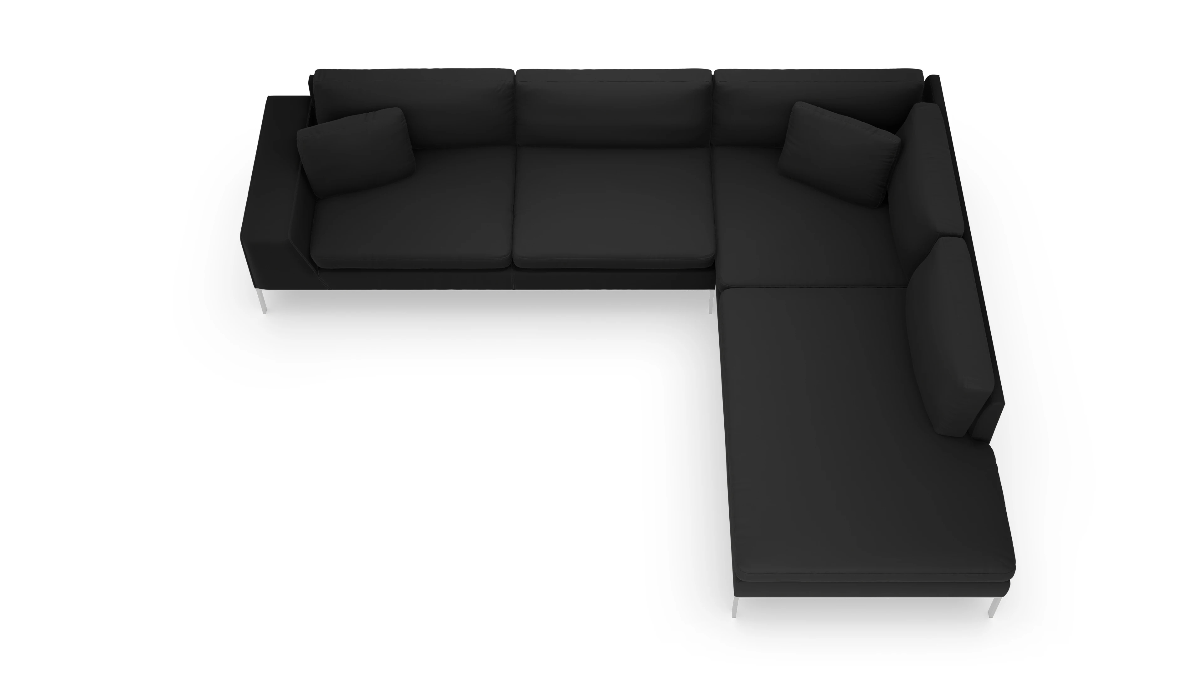 Ansicht des Produktes Helgesen Sofa mit Ottomane rechts in Leder schwarz