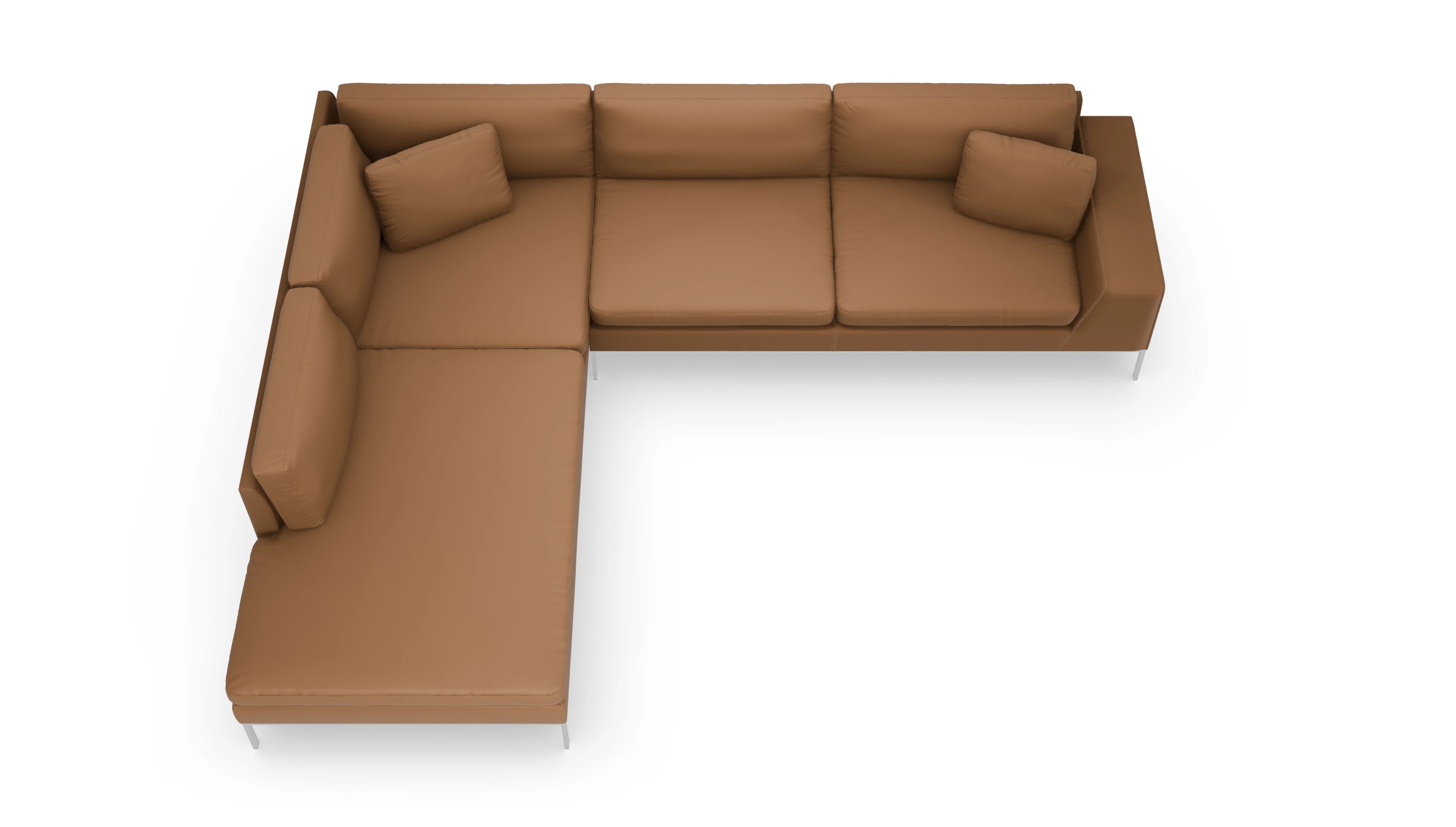 Ansicht des Produktes Helgesen Sofa mit Ottomane links in Leder braun