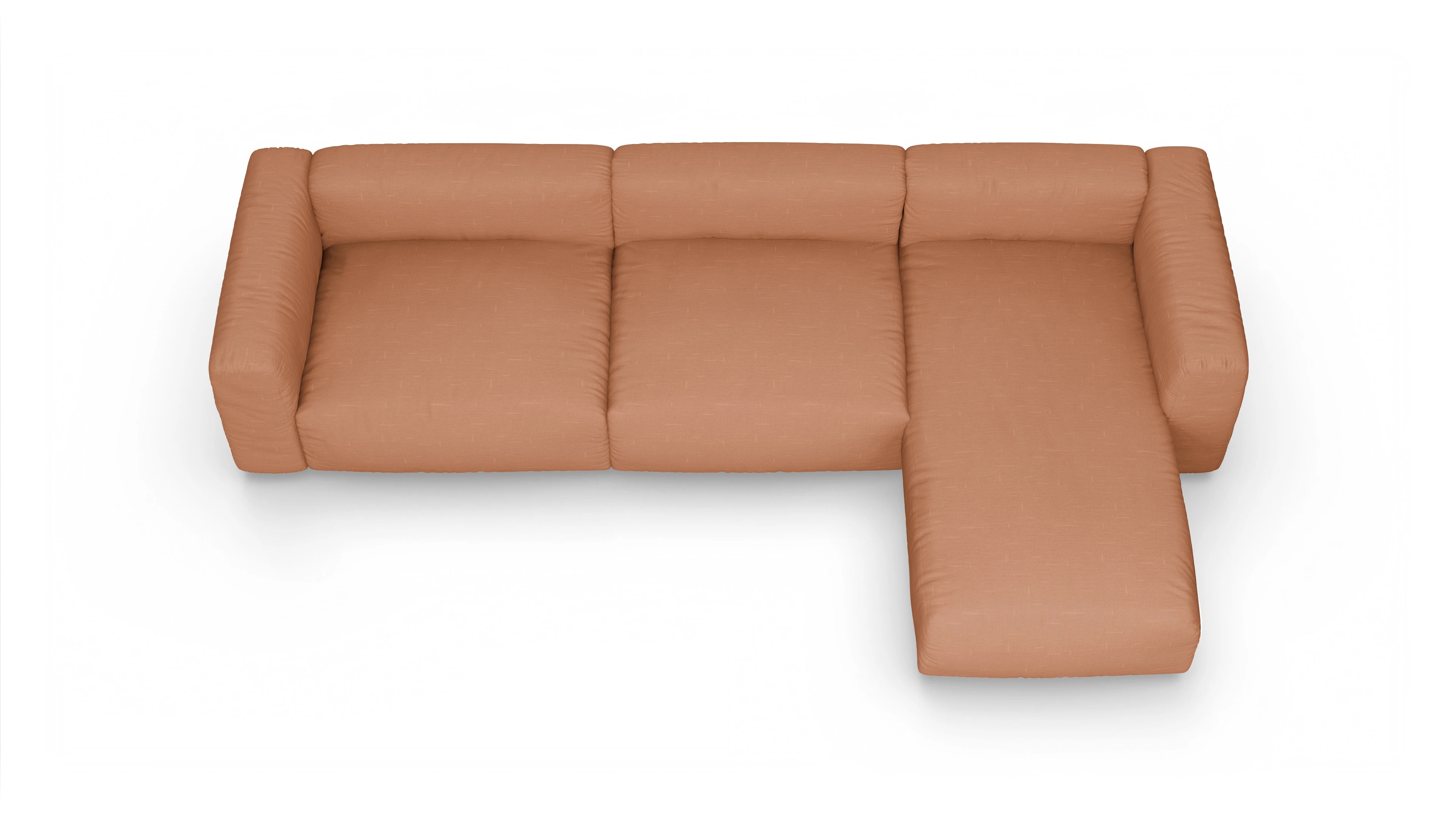Ansicht des Produktes Molin Sofa mit Rec rechts in Stoff orange