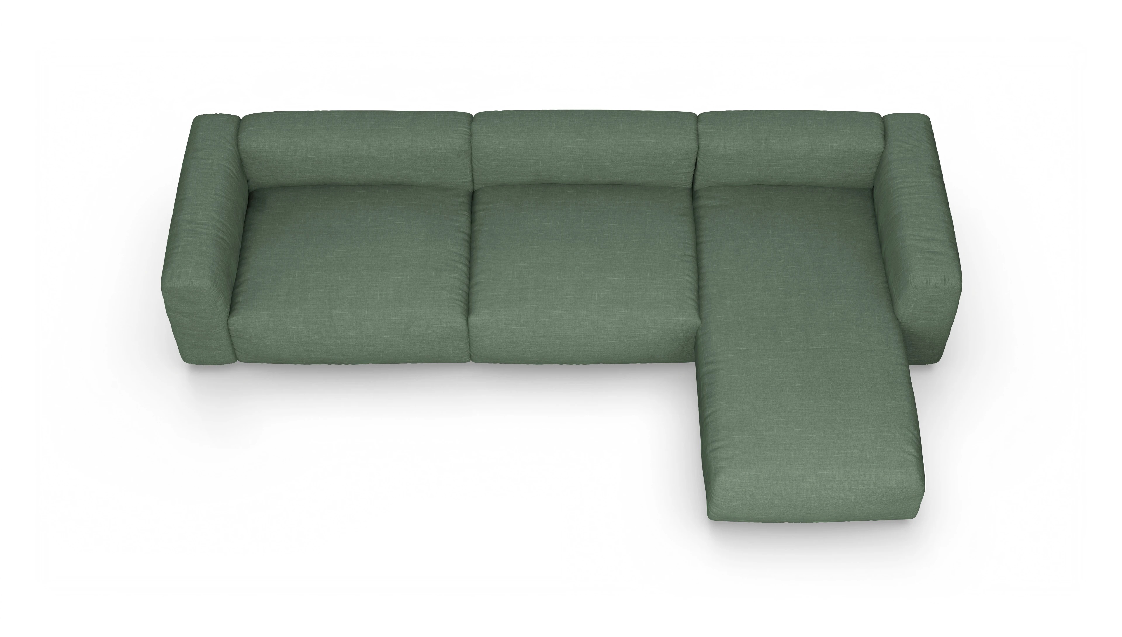 Ansicht des Produktes Molin Sofa mit Rec rechts in Stoff grün