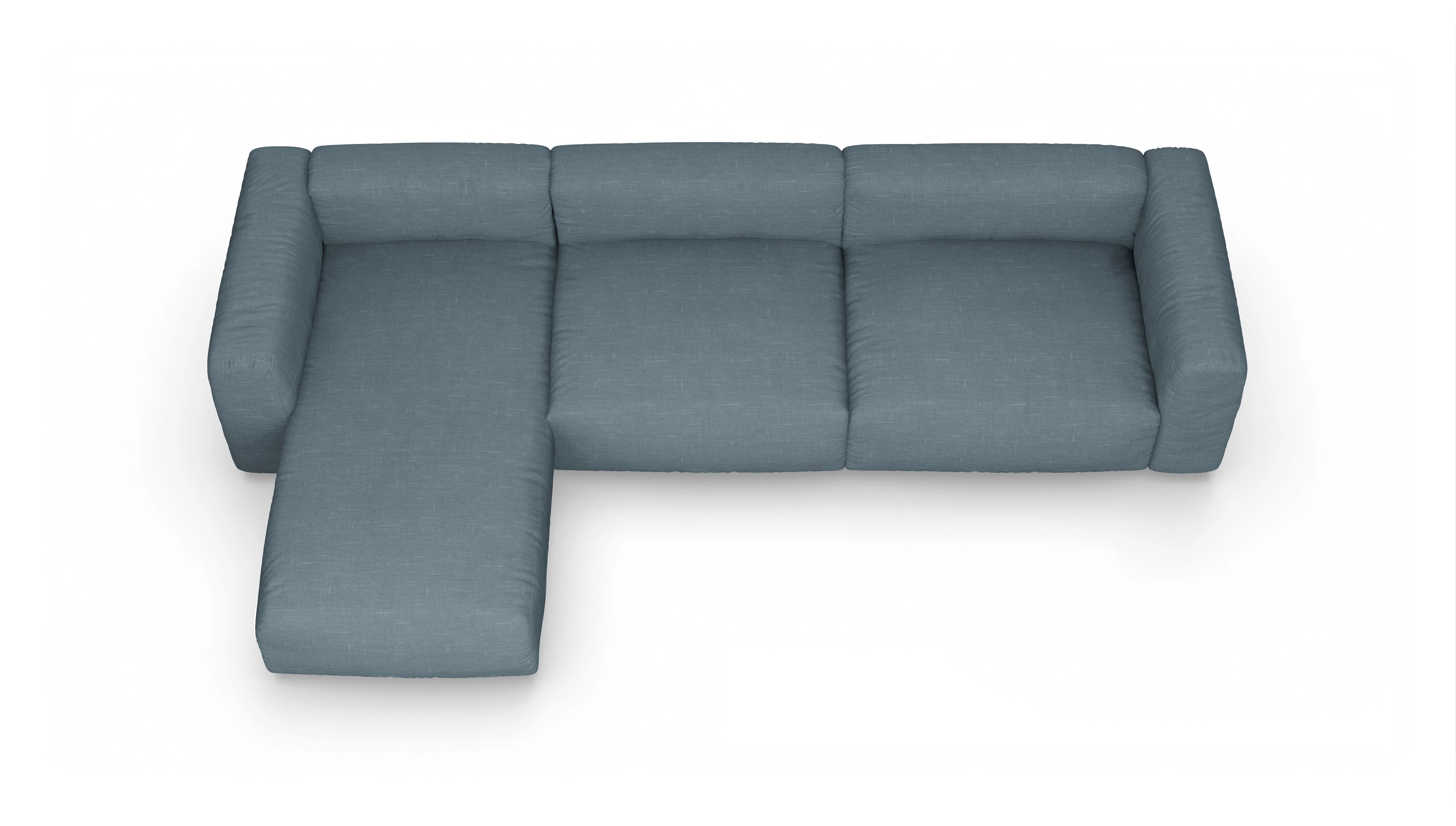 Ansicht des Produktes Molin Sofa mit Rec links in Stoff blau