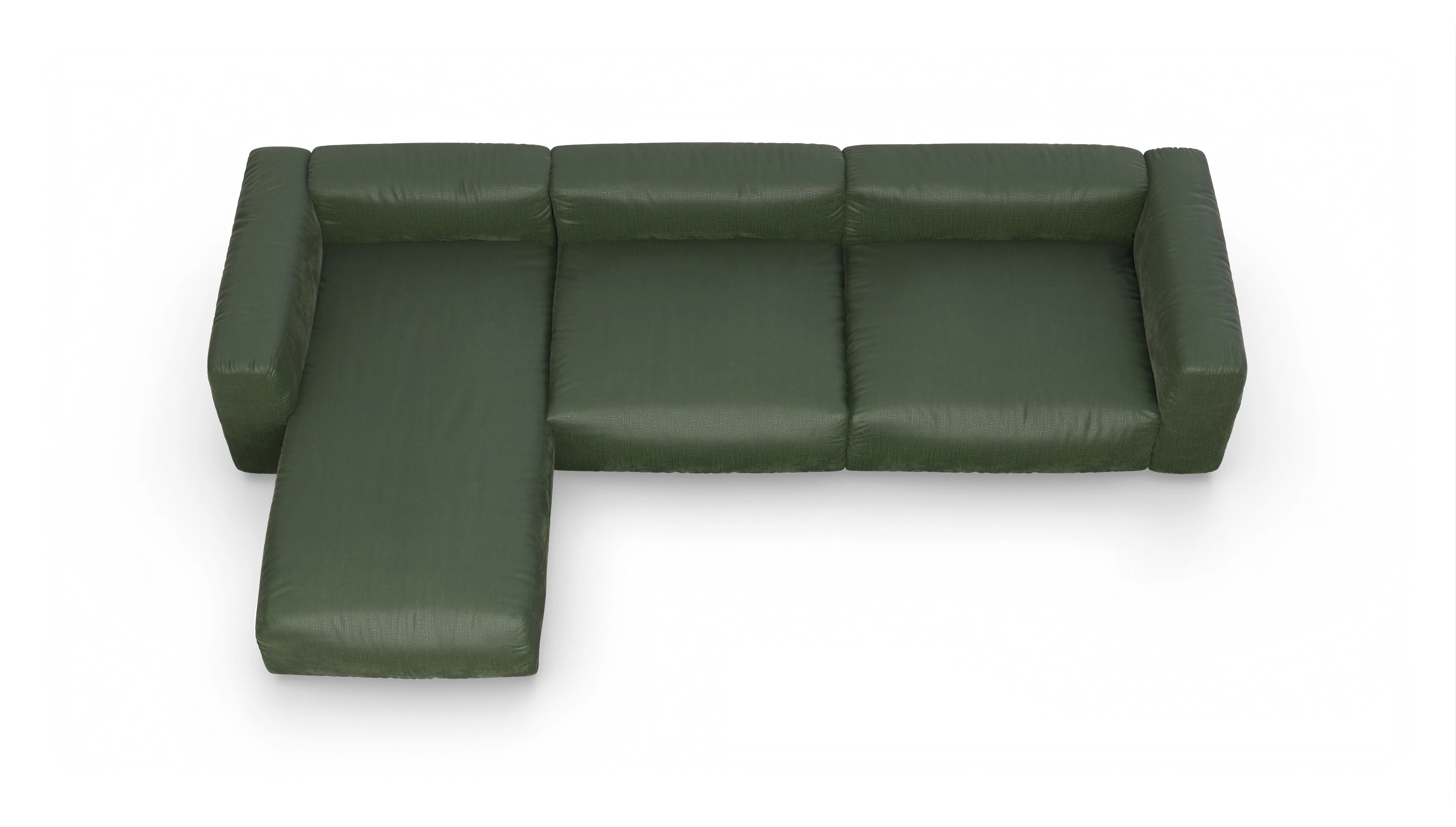 Design-Sofa Molin Ansicht des Produktes Molin Sofa mit Rec links in Stoff grün