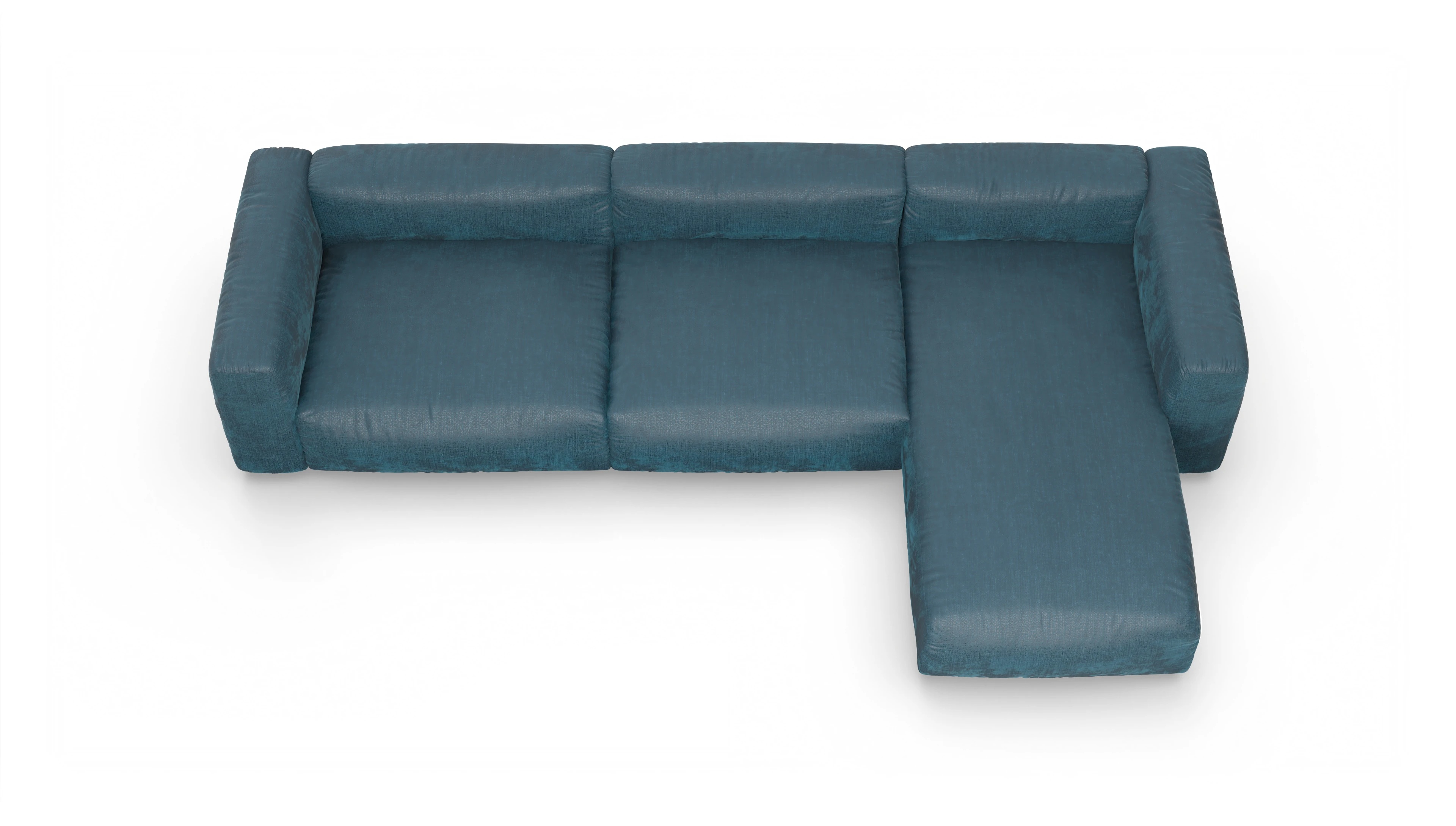 Design-Sofa Molin Ansicht des Produktes Molin Sofa mit Rec rechts in Stoff blau