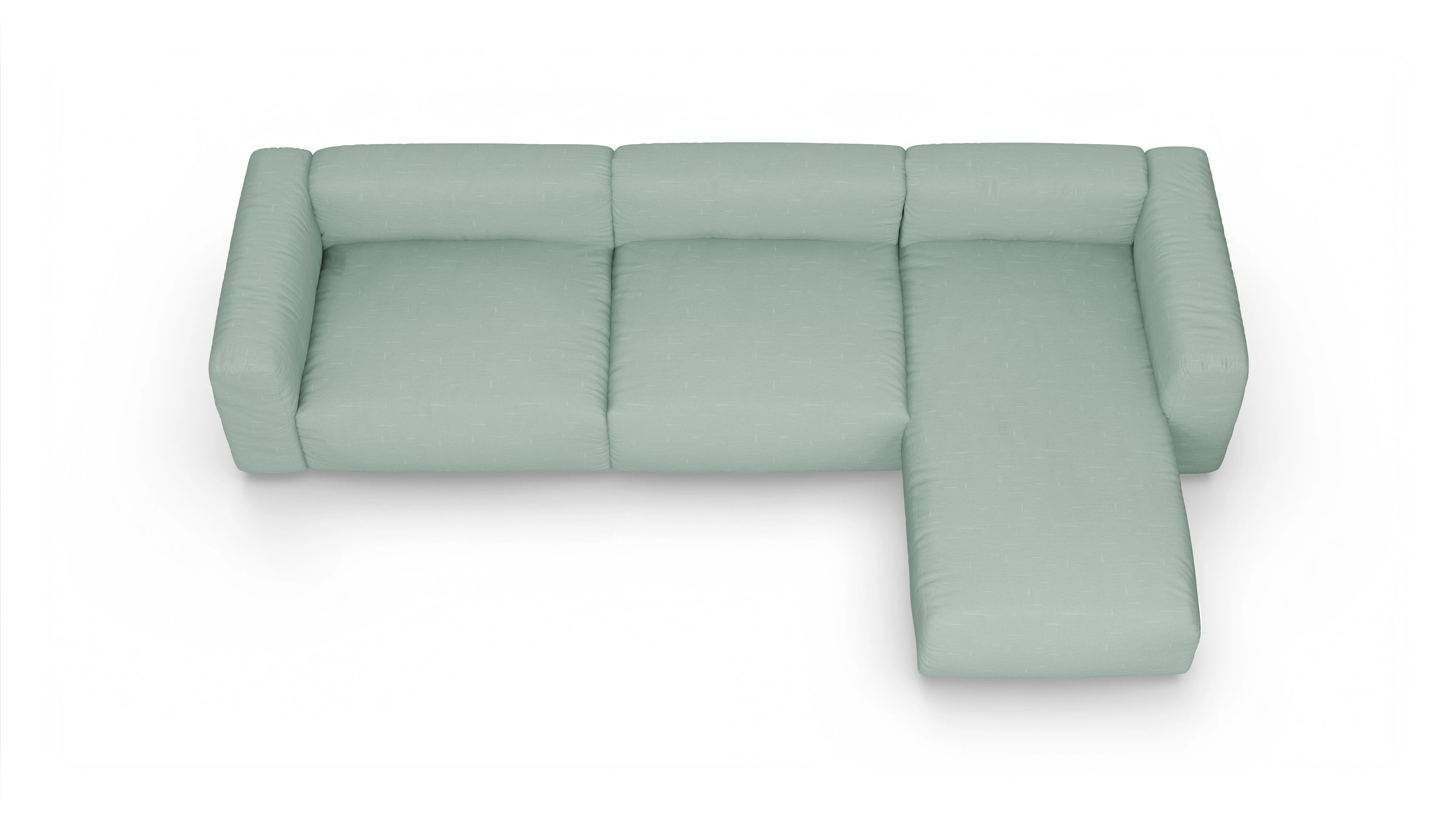 Ansicht des Produktes Molin Sofa mit Rec rechts in Stoff grün