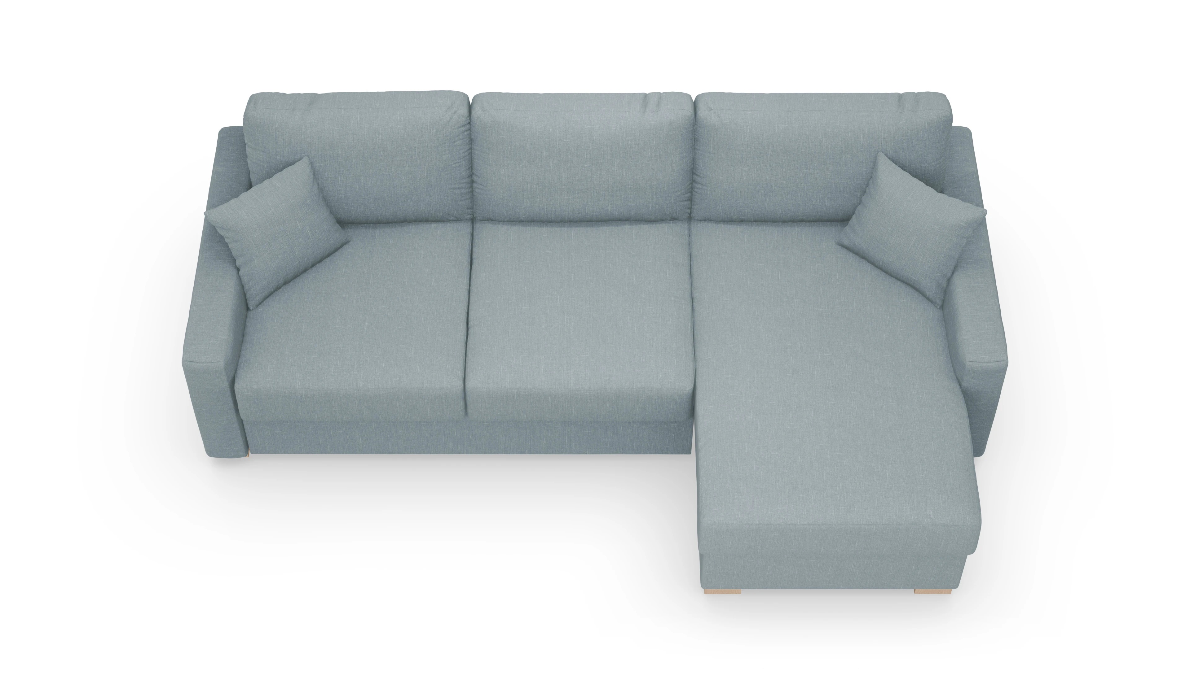 Schlafsofa Christensen Ansicht des Produktes Christensen Sofa mit Rec rechts in Stoff blau