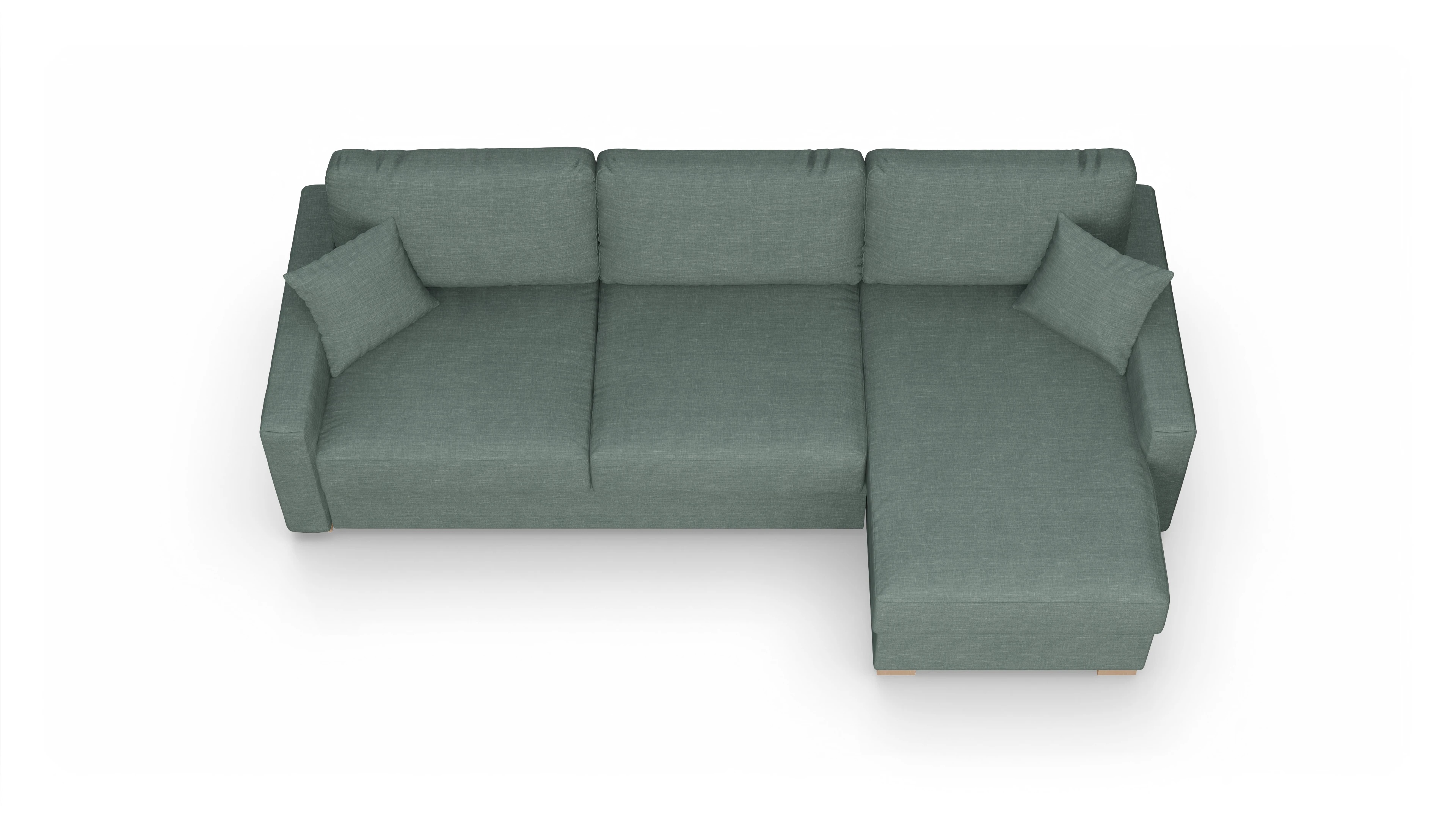 Ansicht des Produktes Christensen Sofa mit Rec rechts in Stoff grün