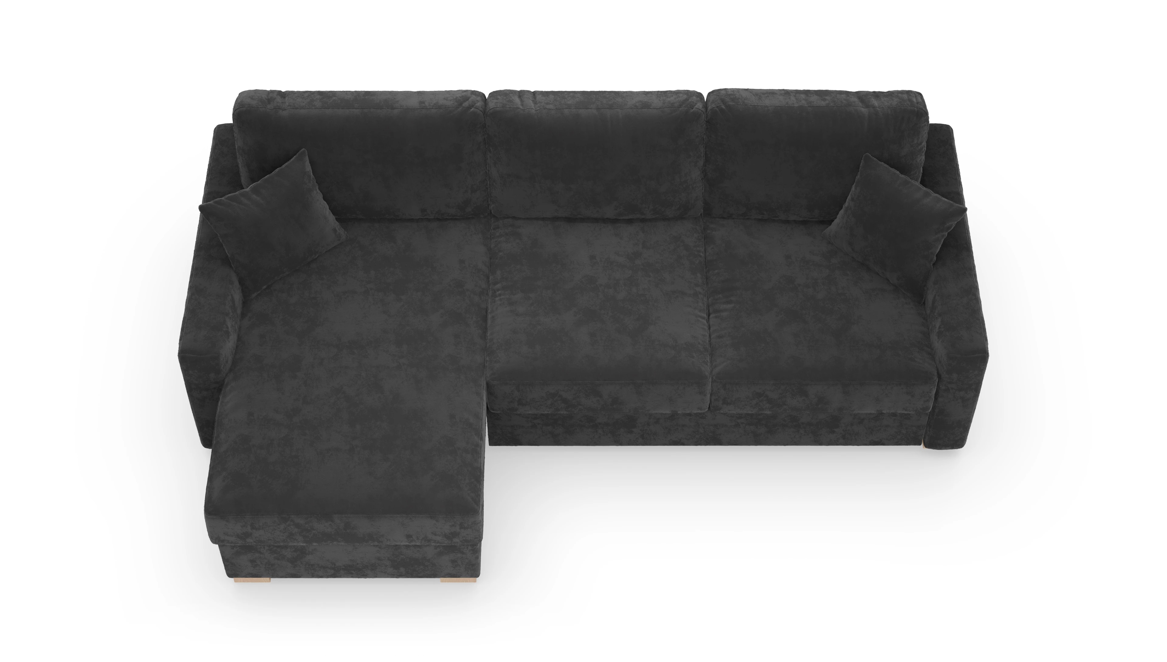 Schlafsofa Christensen Ansicht des Produktes Christensen Sofa mit Rec links in Samt schwarz