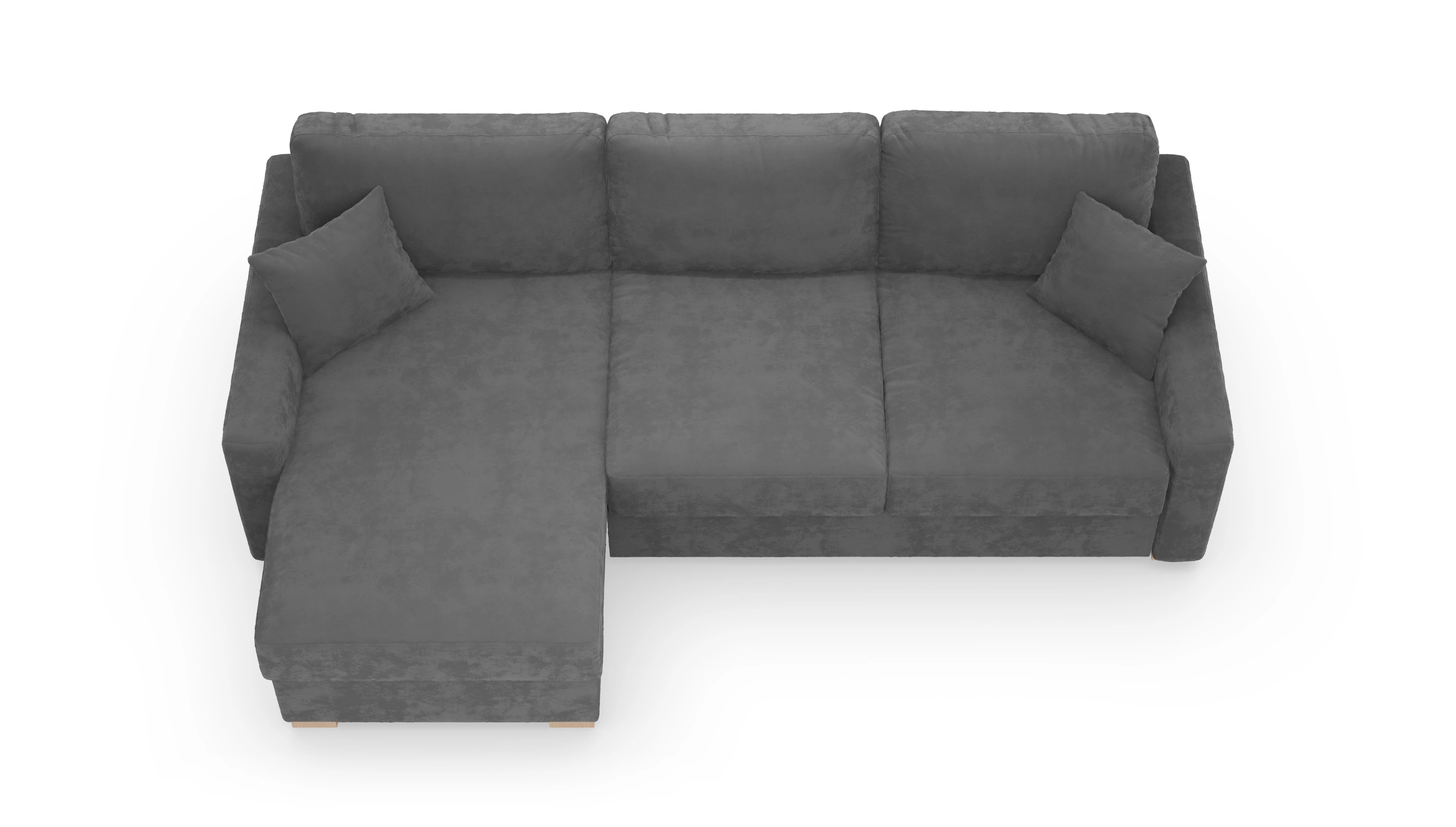 Schlafsofa Christensen Ansicht des Produktes Christensen Sofa mit Rec links in Samt grau