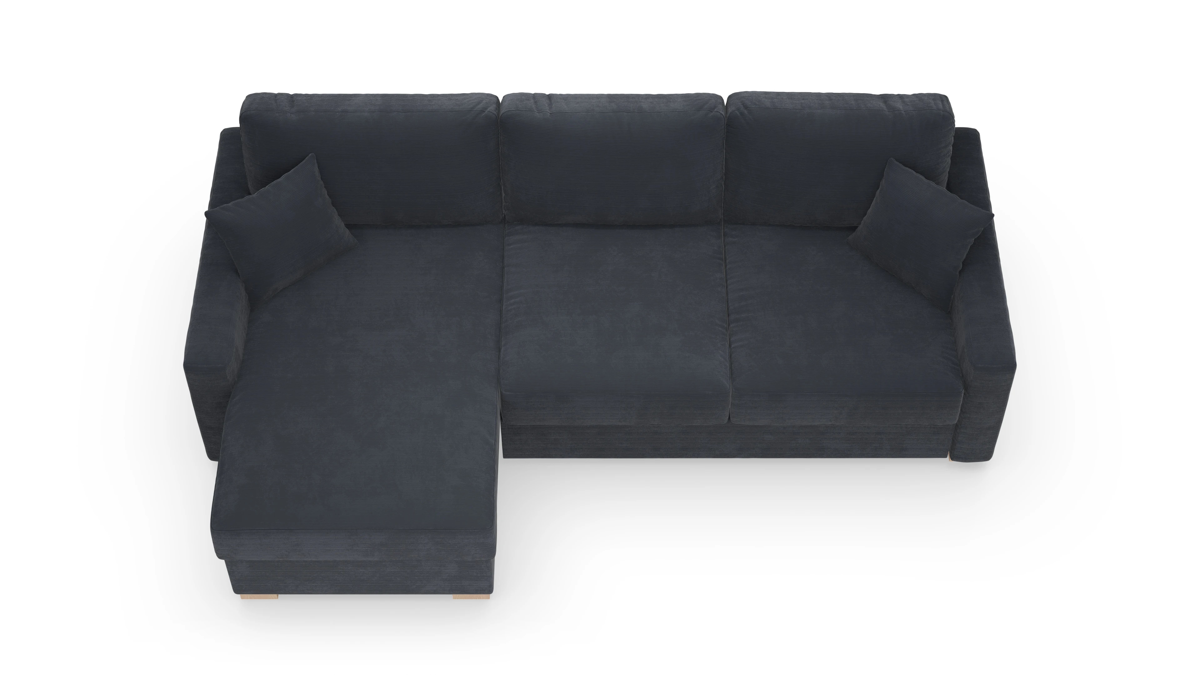 Schlafsofa Christensen Ansicht des Produktes Christensen Sofa mit Rec links in Cord blau