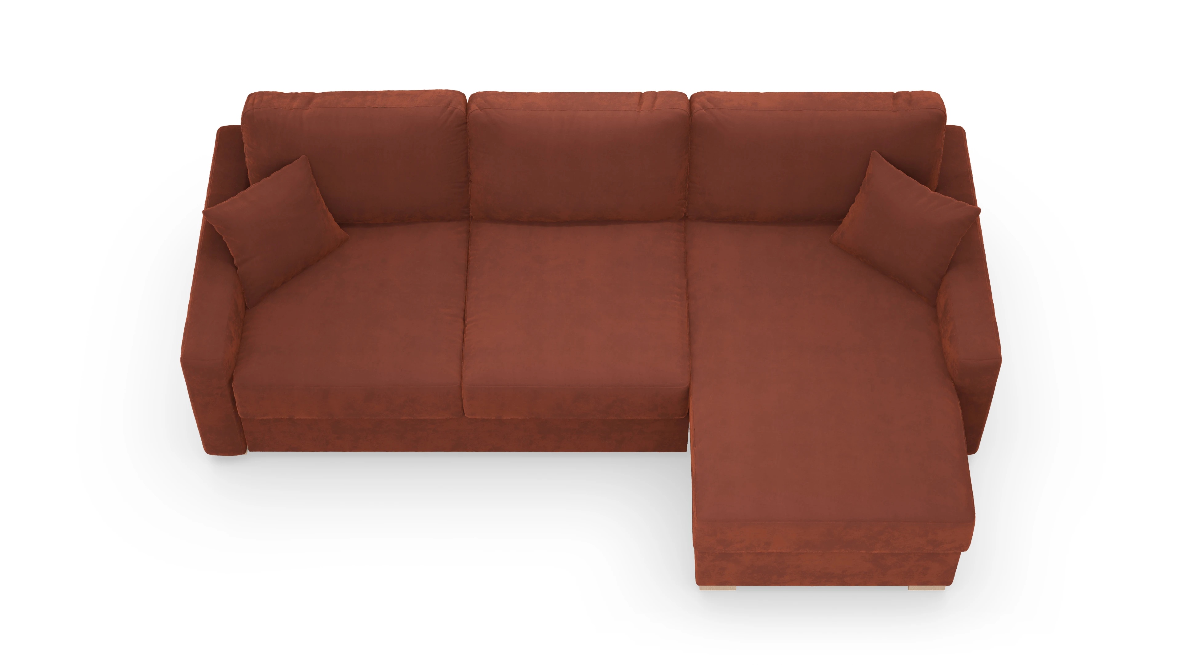 Ansicht des Produktes Christensen Sofa mit Rec rechts in Samt orange