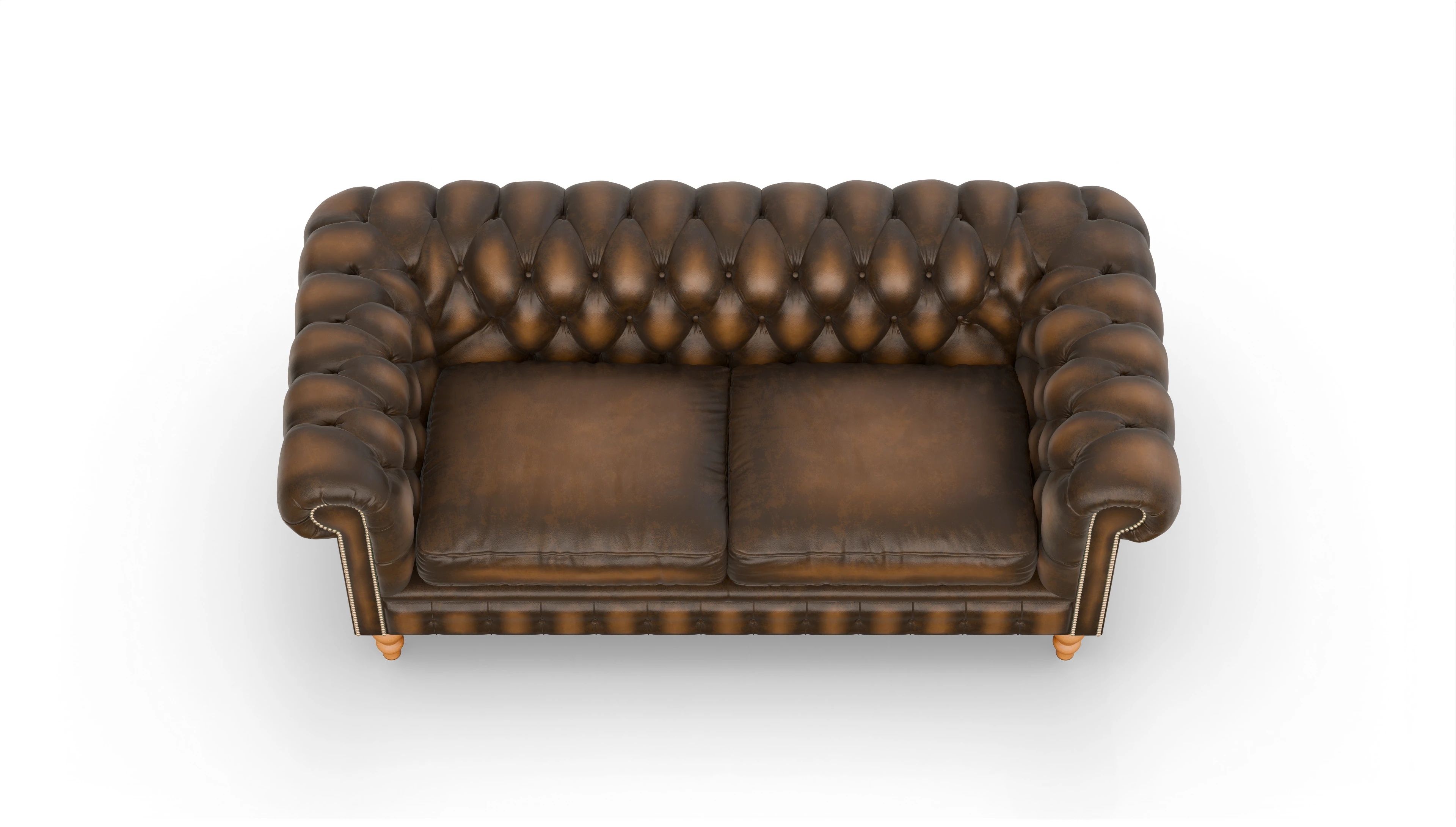 Chesterfield Sofa Russel Ansicht des Produktes Russel 3-Sitzer in Leder braun