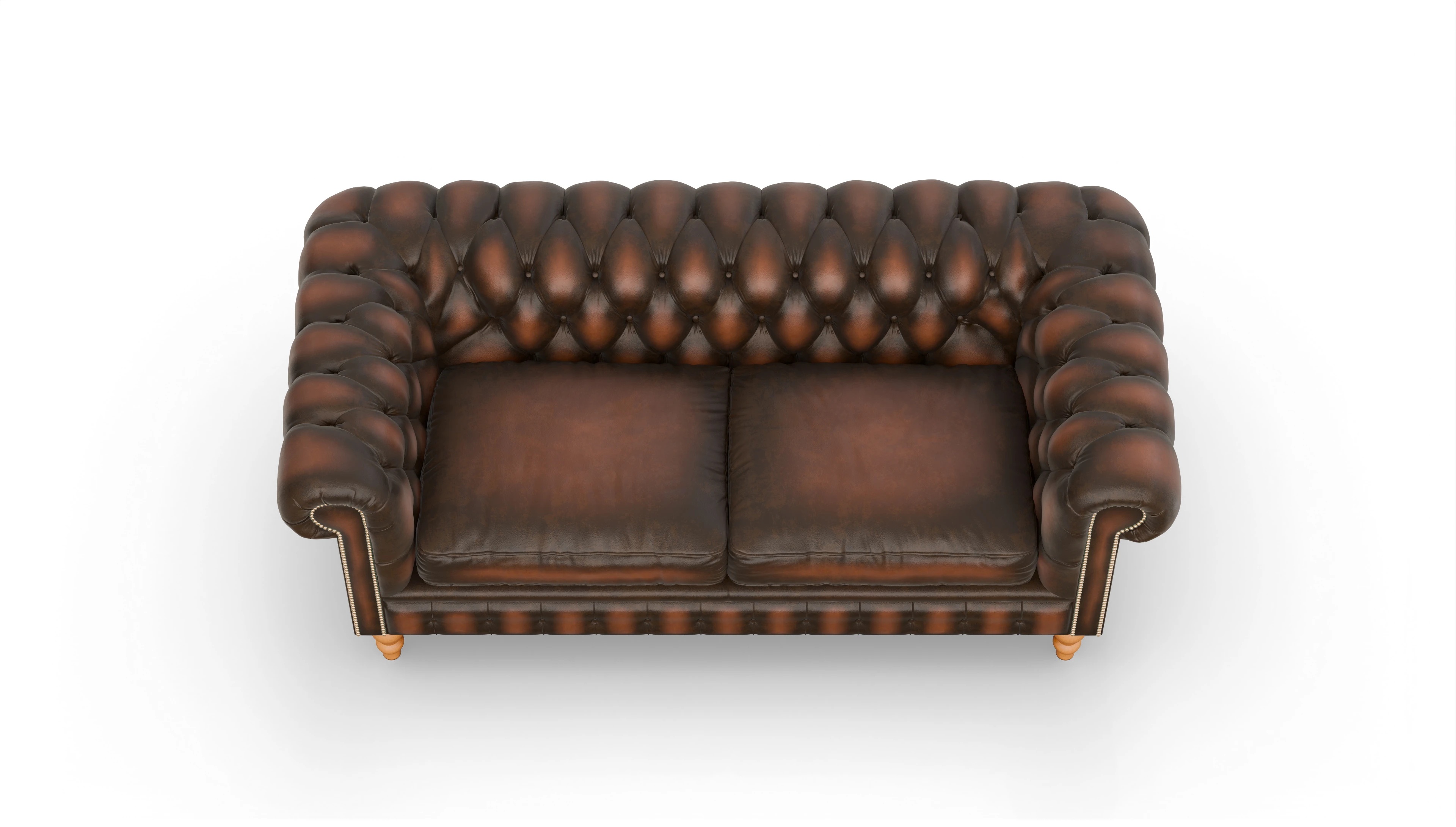 Chesterfield Sofa Russel Ansicht des Produktes Russel 3-Sitzer in Leder braun