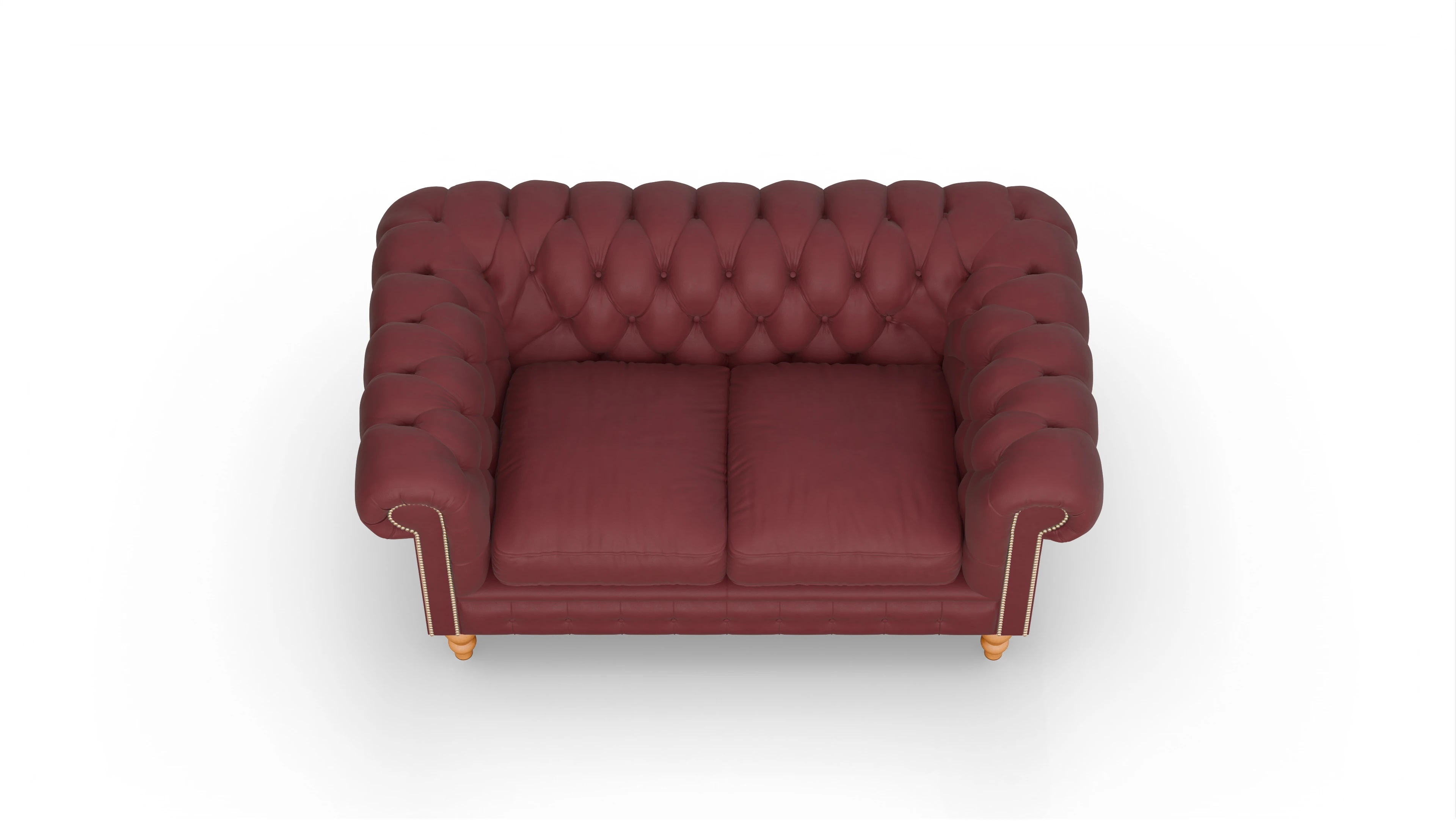 Chesterfield Sofa Russel Ansicht des Produktes Russel 2-Sitzer in Leder rot