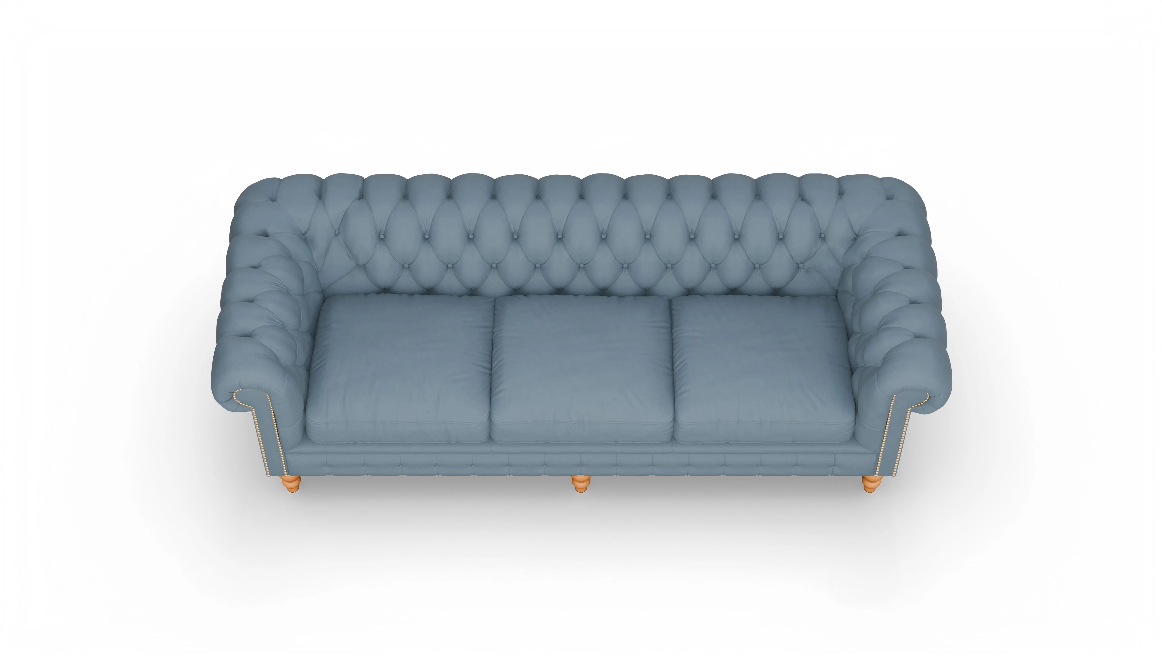 Chesterfield Sofa Russel Ansicht des Produktes Russel 4-Sitzer in Leder blau