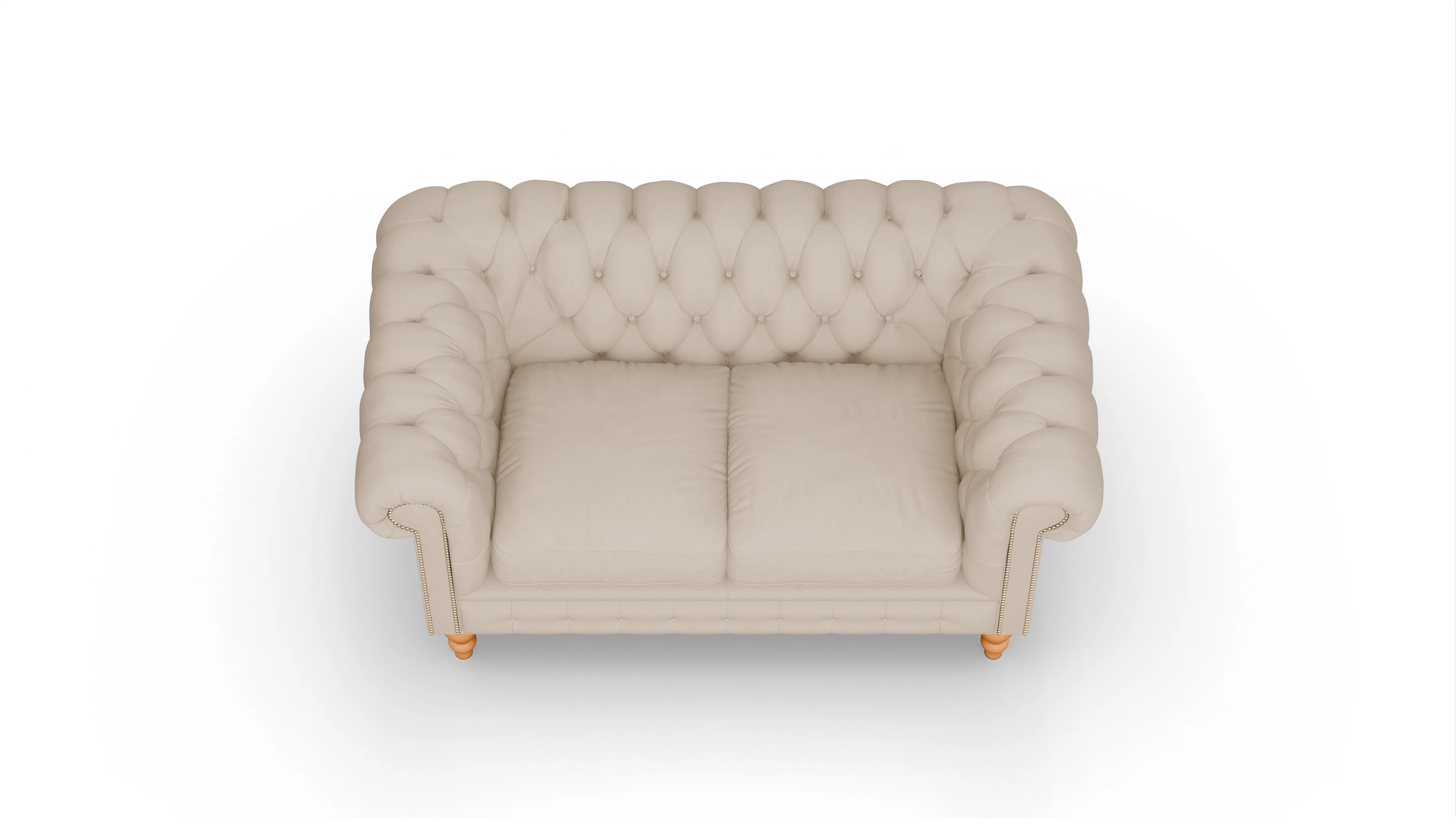 Chesterfield Sofa Russel Ansicht des Produktes Russel 2-Sitzer in Leder beige