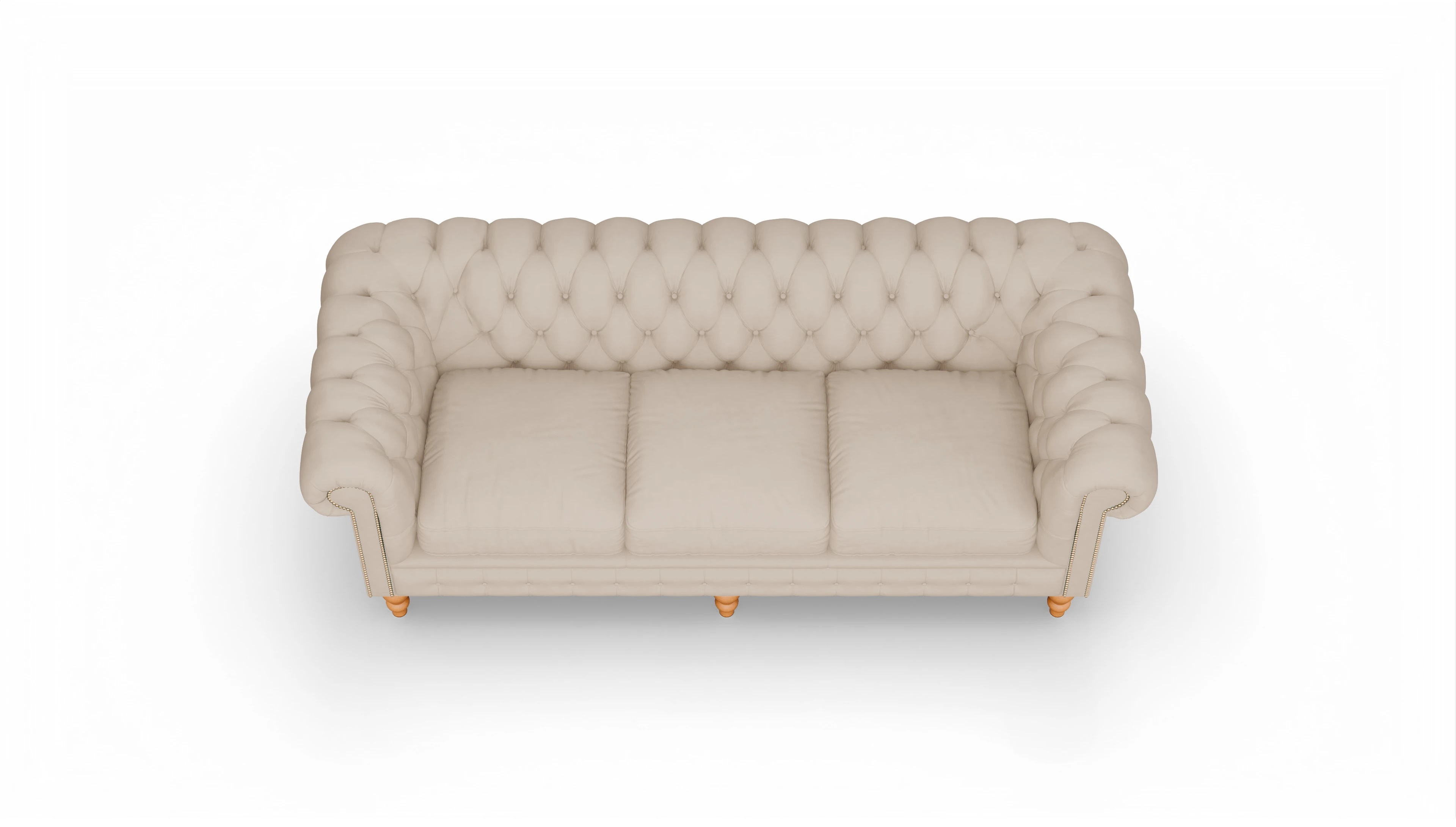 Chesterfield Sofa Russel Ansicht des Produktes Russel 3,5-Sitzer in Leder beige