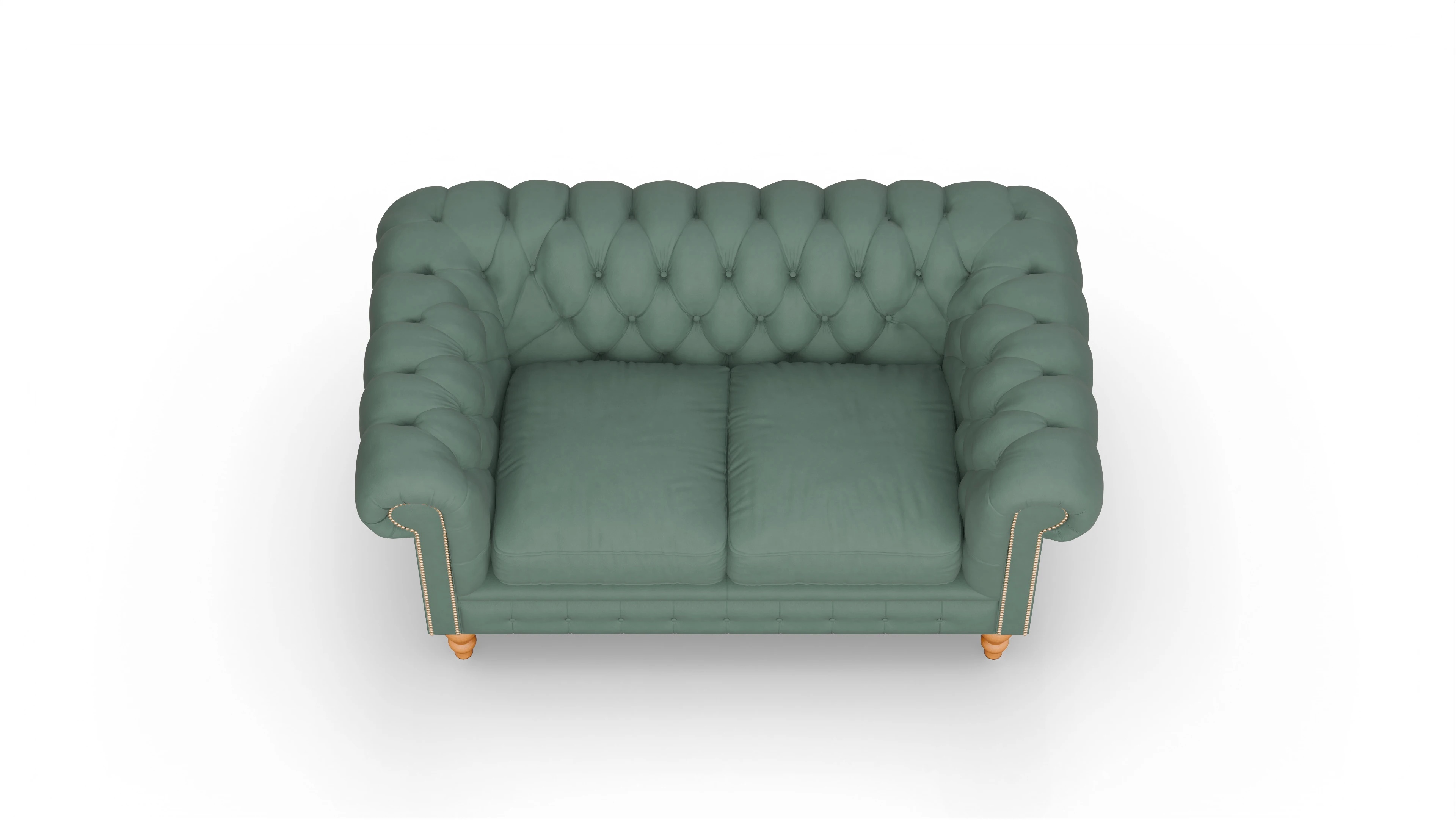 Chesterfield Sofa Russel Ansicht des Produktes Russel 2-Sitzer in Leder grün