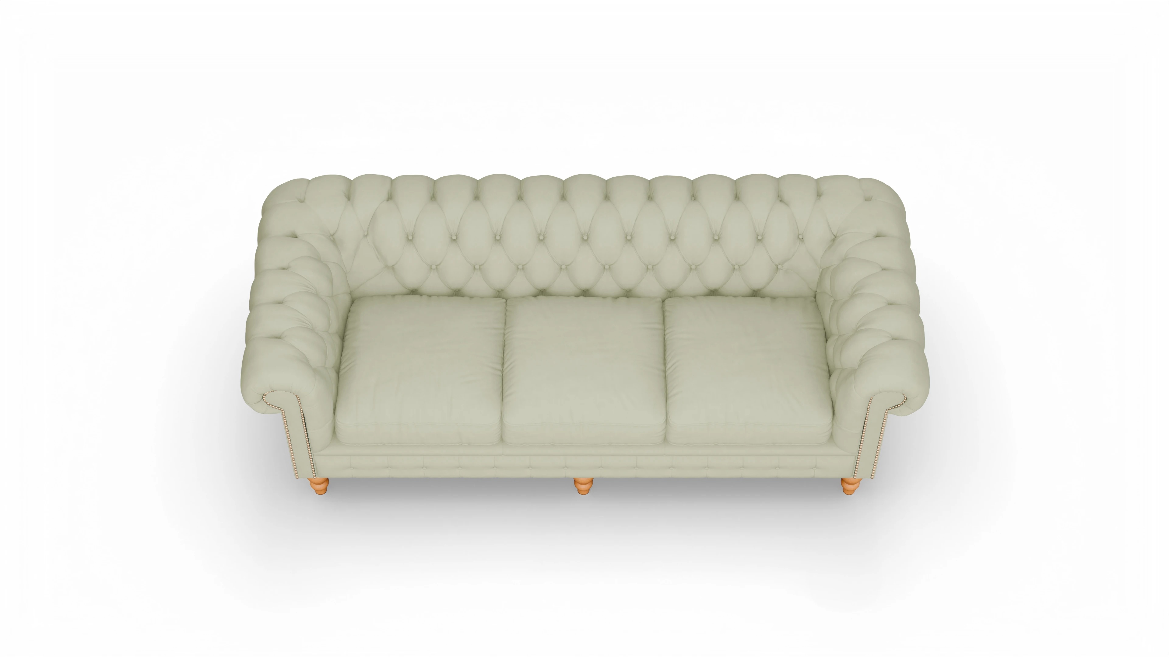 Chesterfield Sofa Russel Ansicht des Produktes Russel 3,5-Sitzer in Leder grau