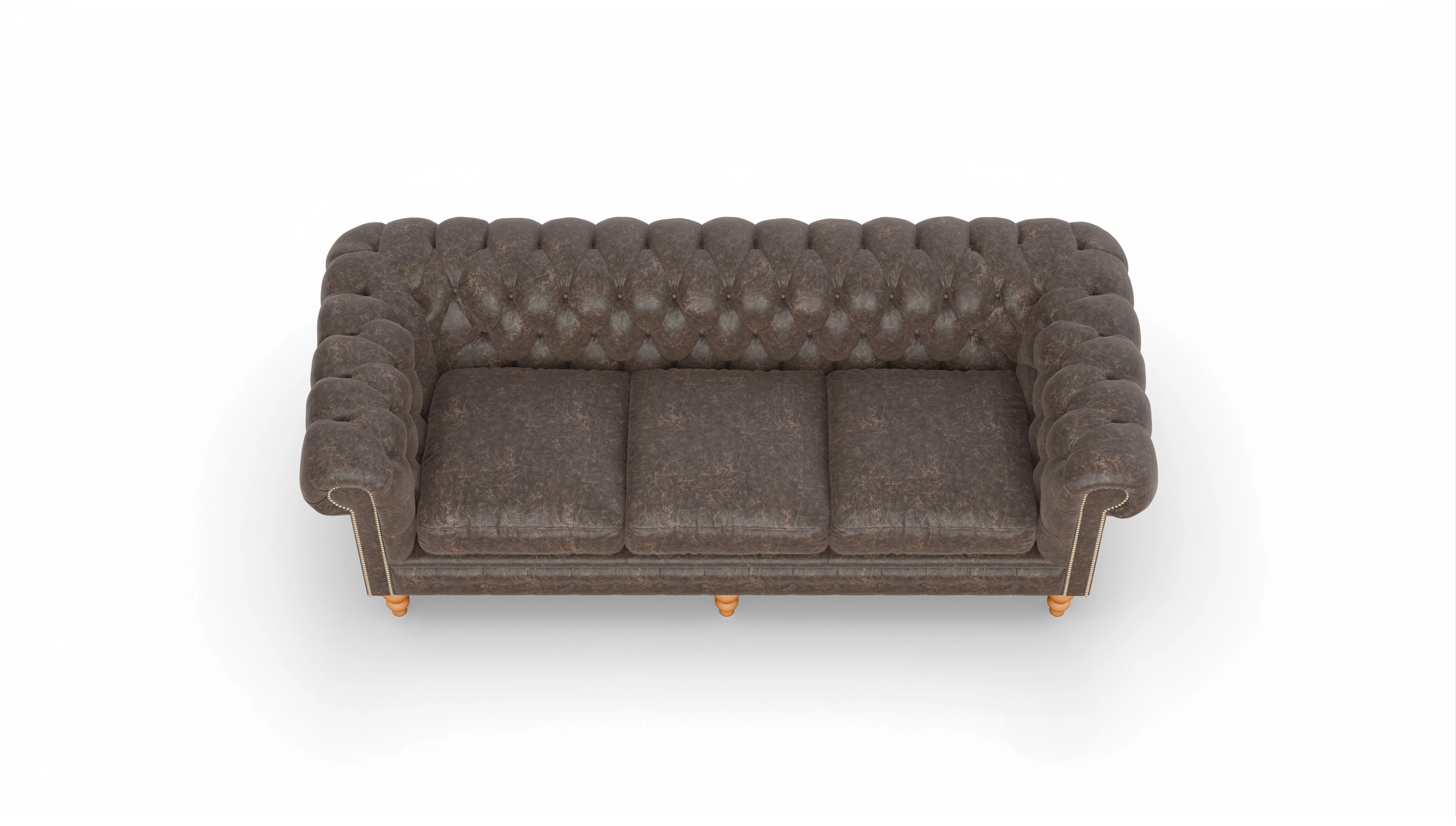 Chesterfield Sofa Russel Ansicht des Produktes Russel 3,5-Sitzer in Leder braun