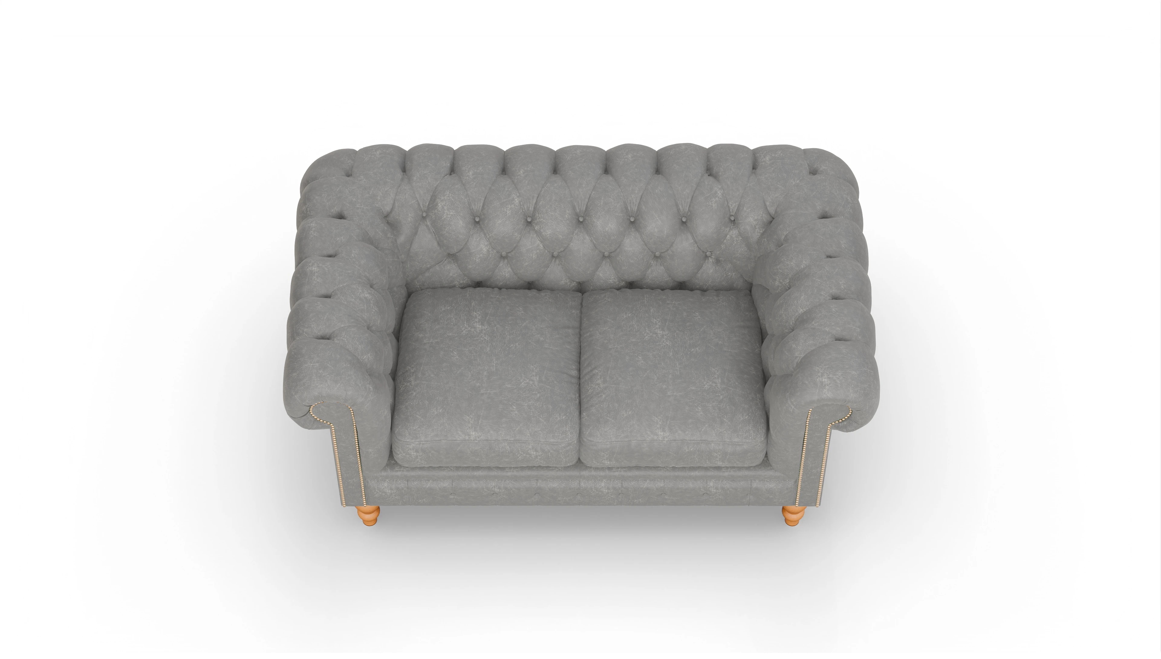 Chesterfield Sofa Russel Ansicht des Produktes Russel 2-Sitzer in Leder grau