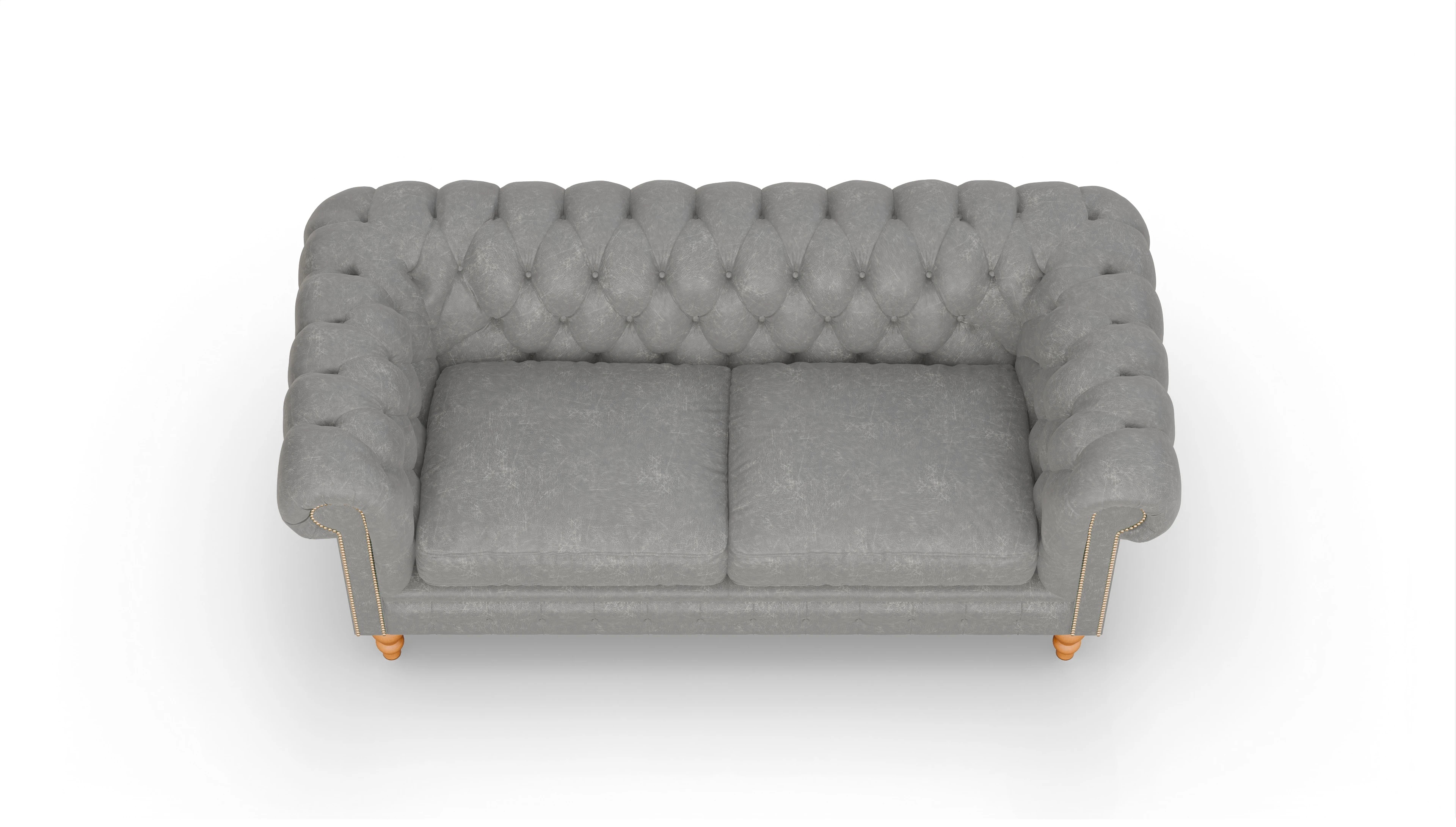 Chesterfield Sofa Russel Ansicht des Produktes Russel 3-Sitzer in Leder grau