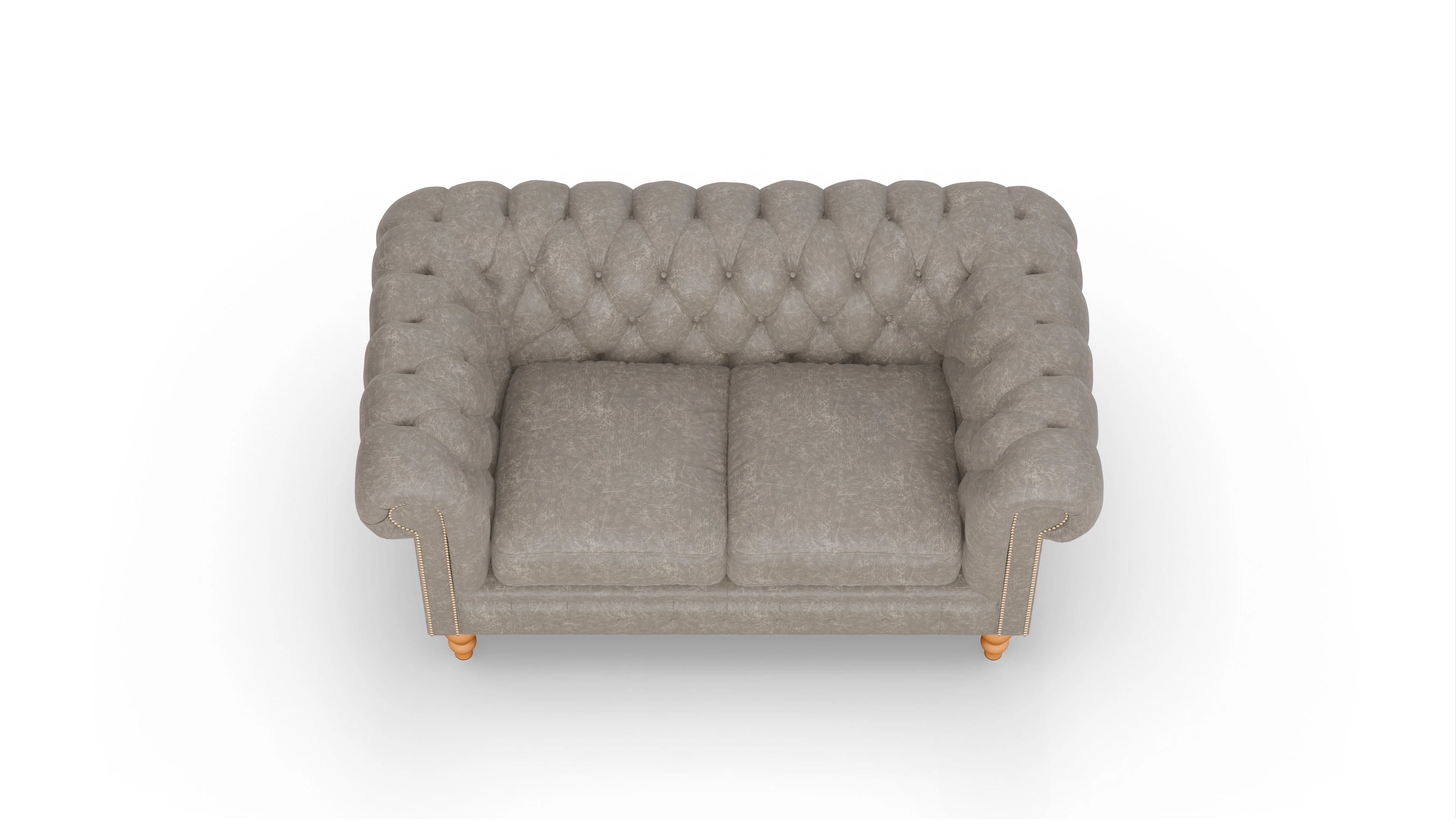 Chesterfield Sofa Russel Ansicht des Produktes Russel 2-Sitzer in Leder grau