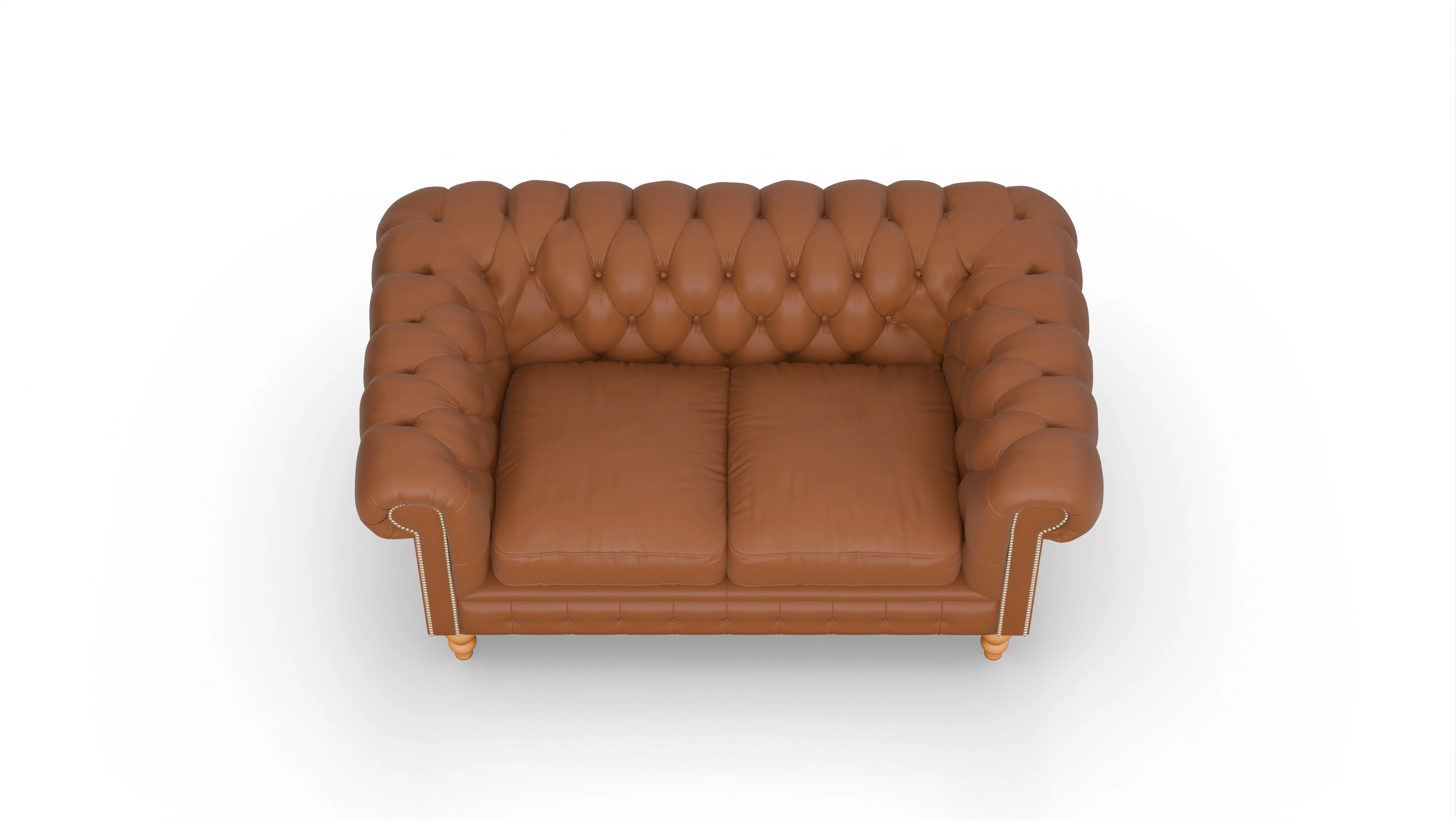 Chesterfield Sofa Russel Ansicht des Produktes Russel 2-Sitzer in Leder braun