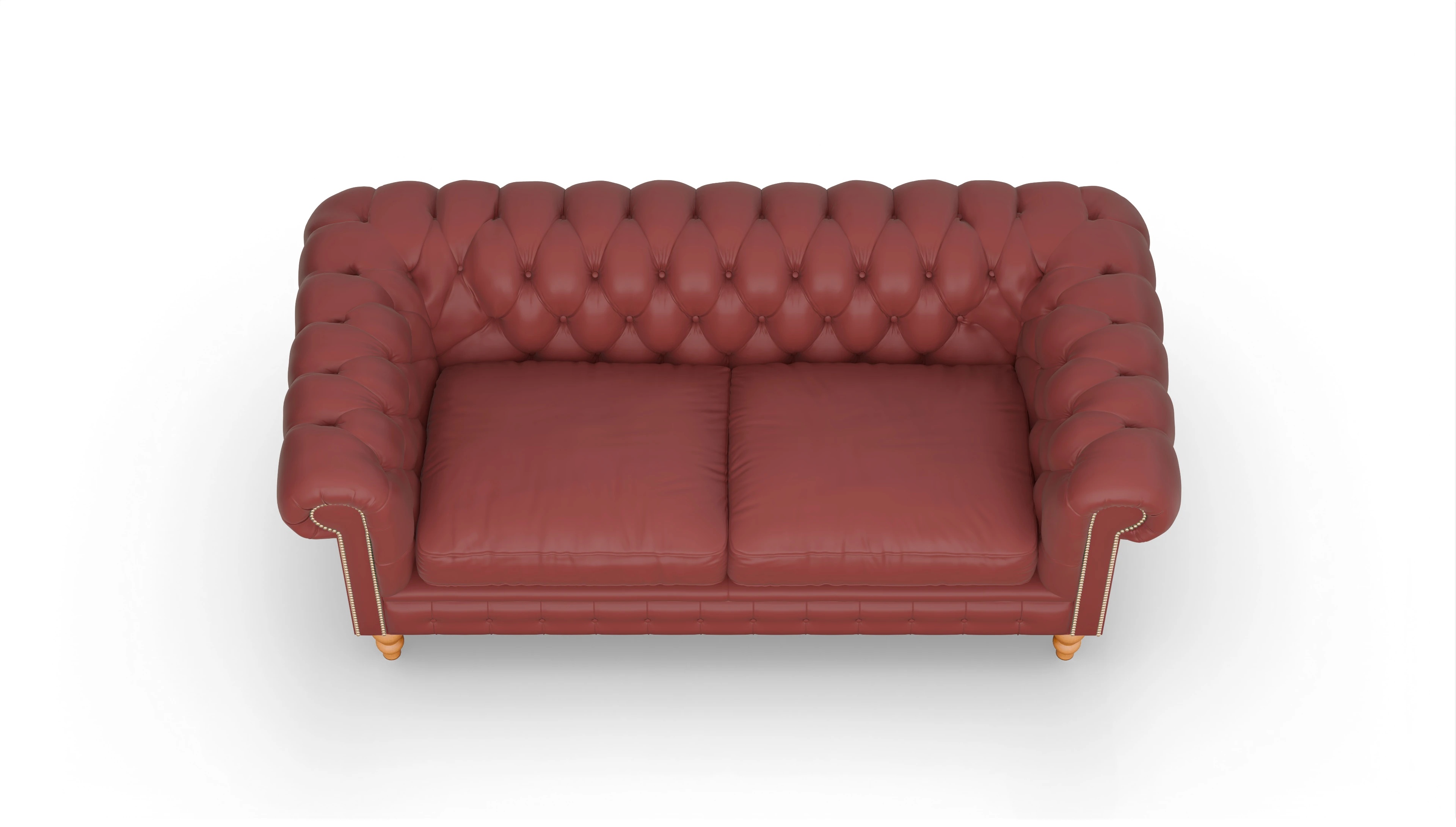 Chesterfield Sofa Russel Ansicht des Produktes Russel 3-Sitzer in Leder rot