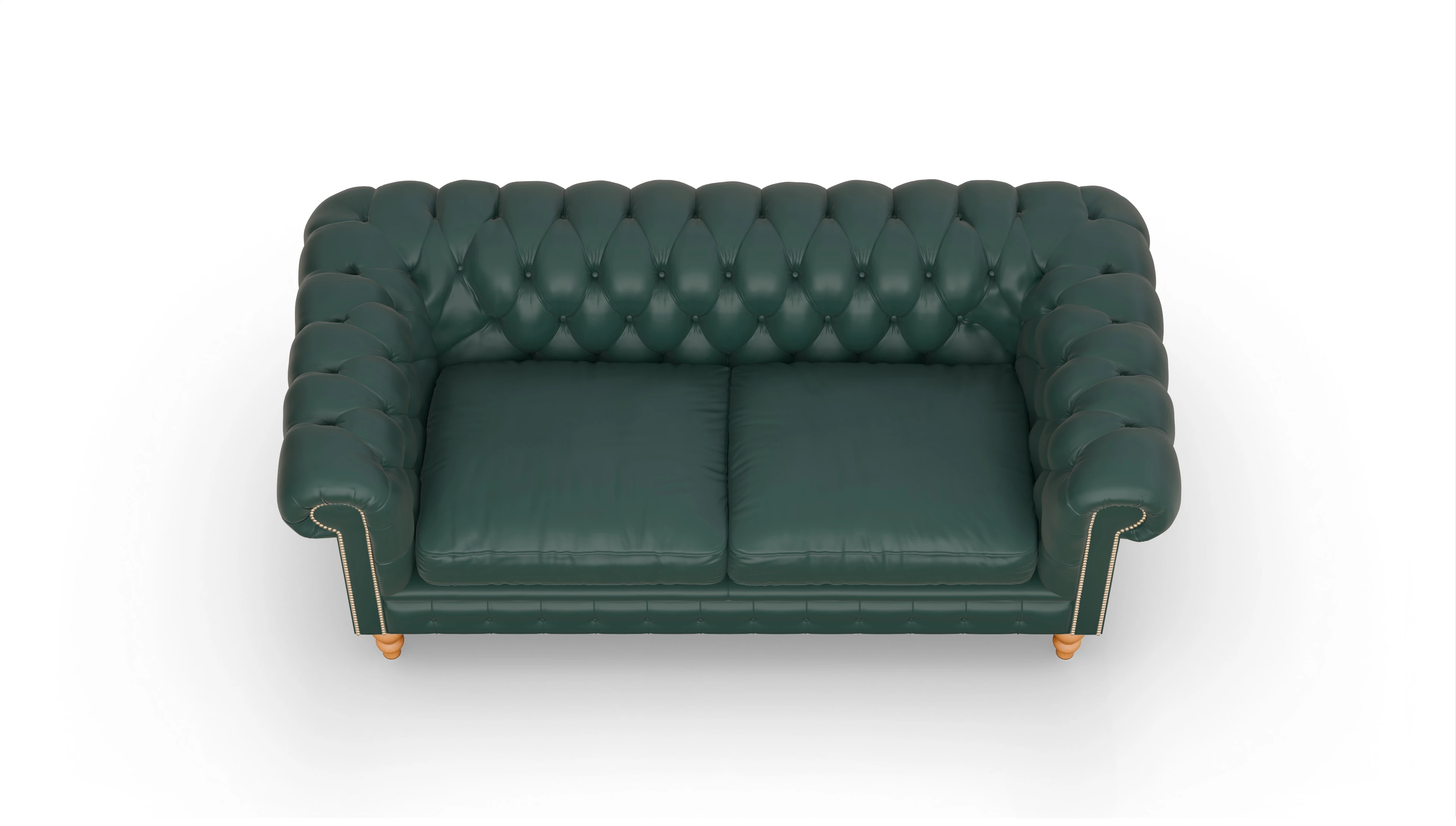 Chesterfield Sofa Russel Ansicht des Produktes Russel 3-Sitzer in Leder grün