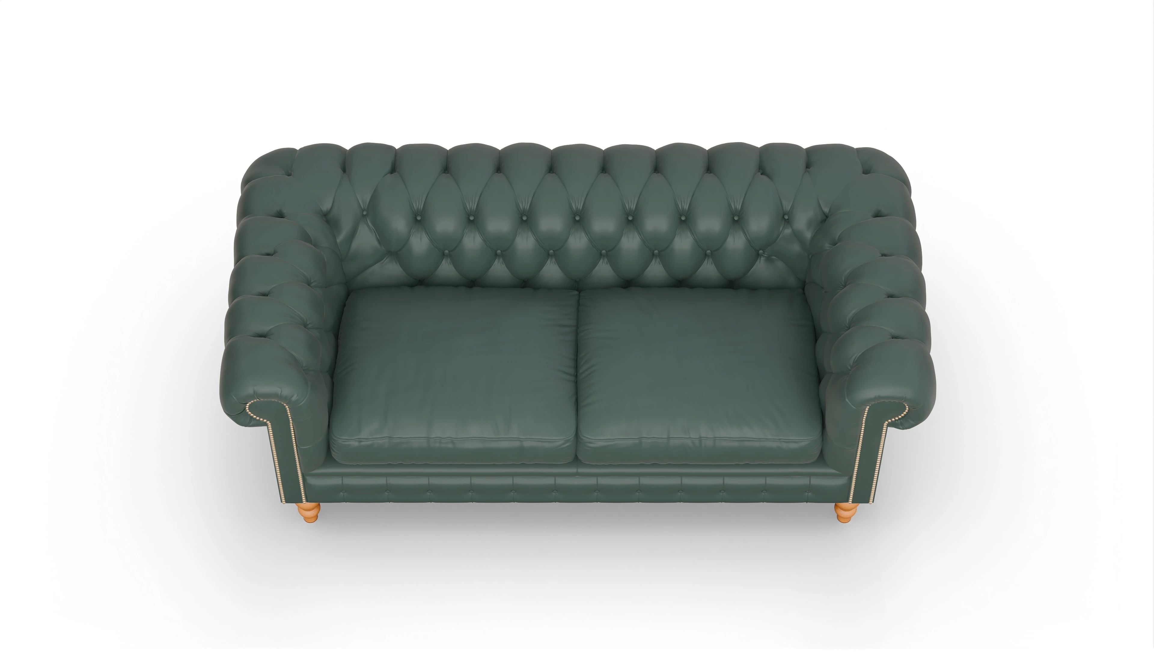 Chesterfield Sofa Russel Ansicht des Produktes Russel 3-Sitzer in Leder grün