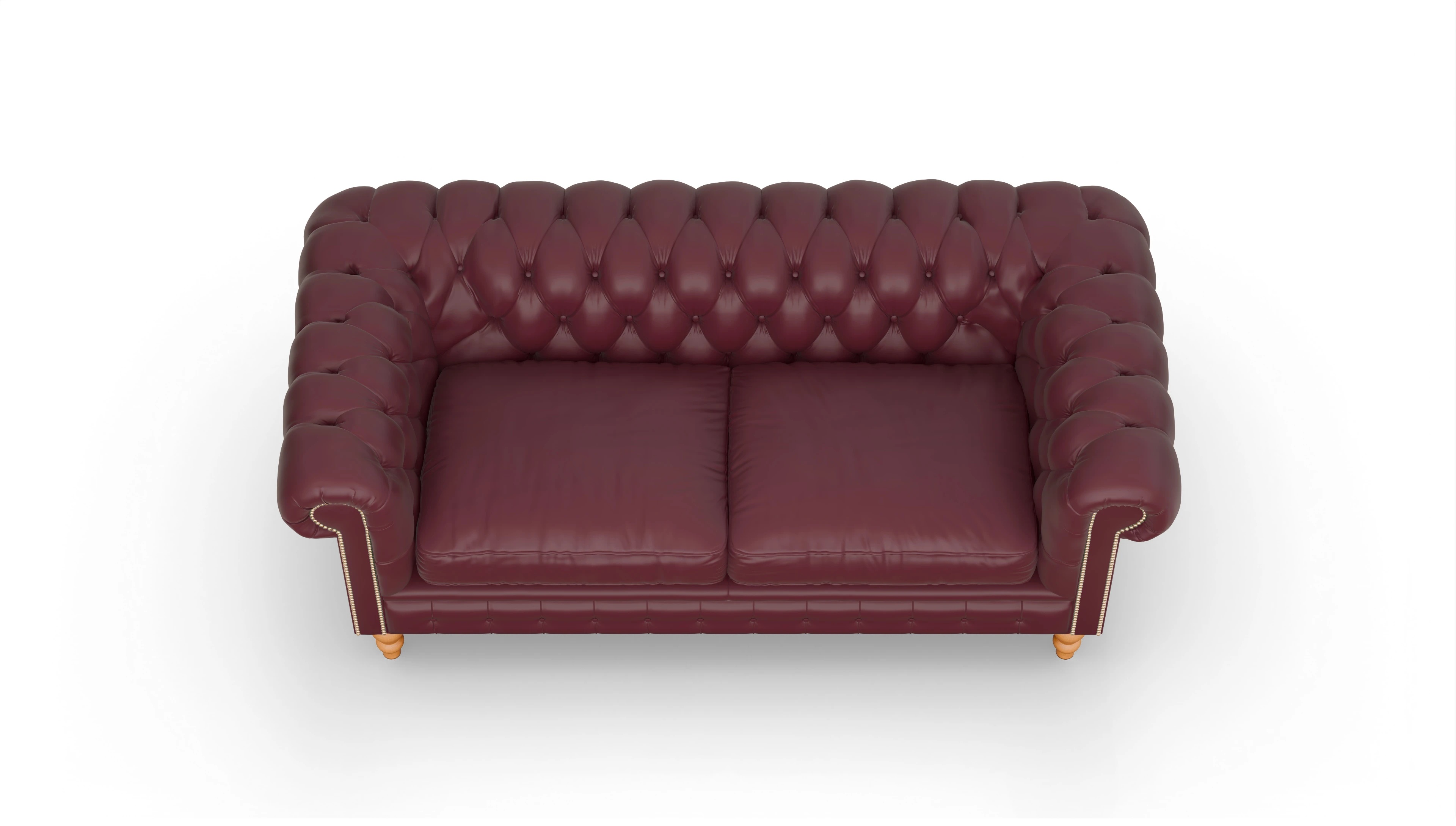 Chesterfield Sofa Russel Ansicht des Produktes Russel 3-Sitzer in Leder rot