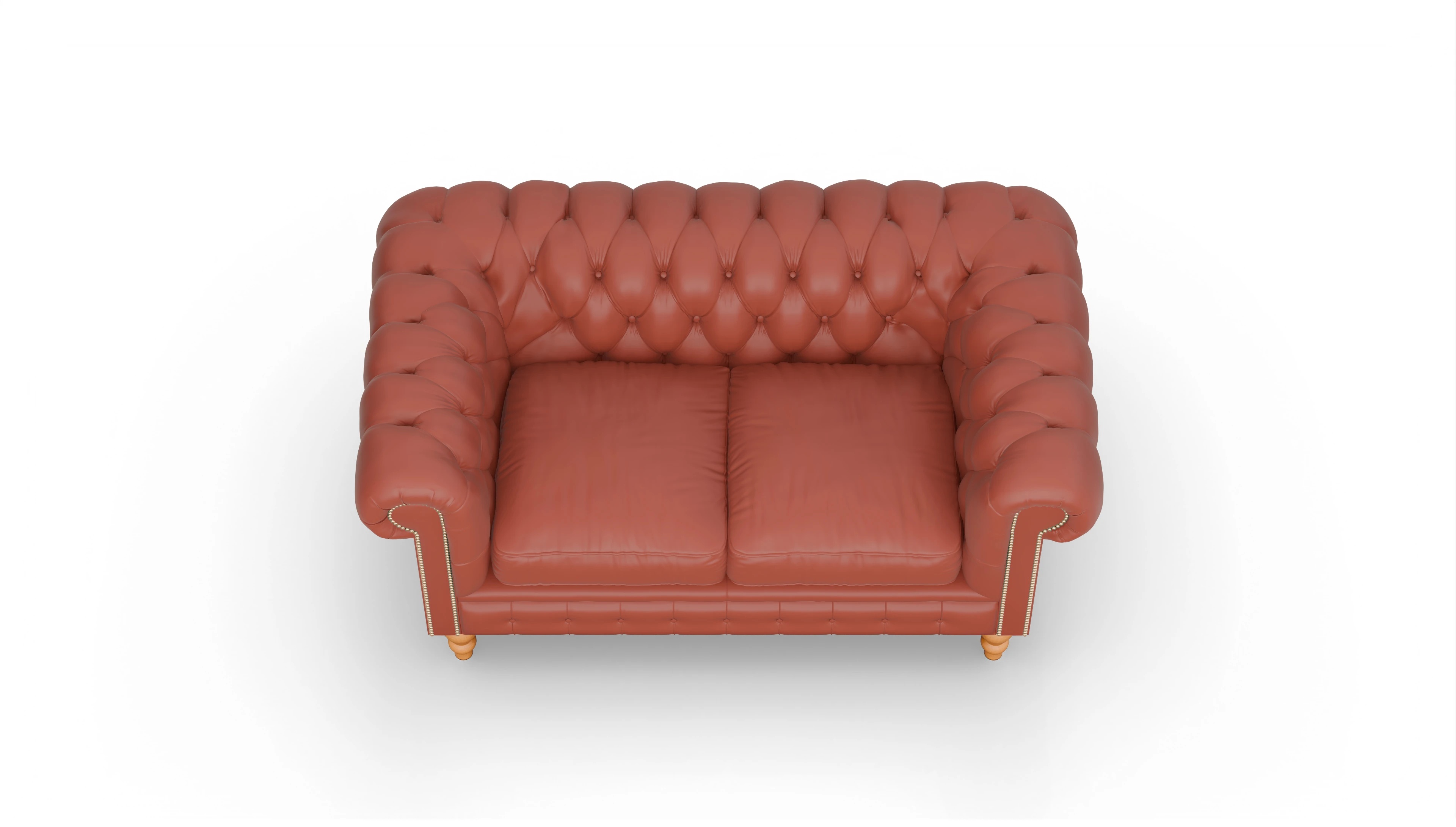 Chesterfield Sofa Russel Ansicht des Produktes Russel 2-Sitzer in Leder orange